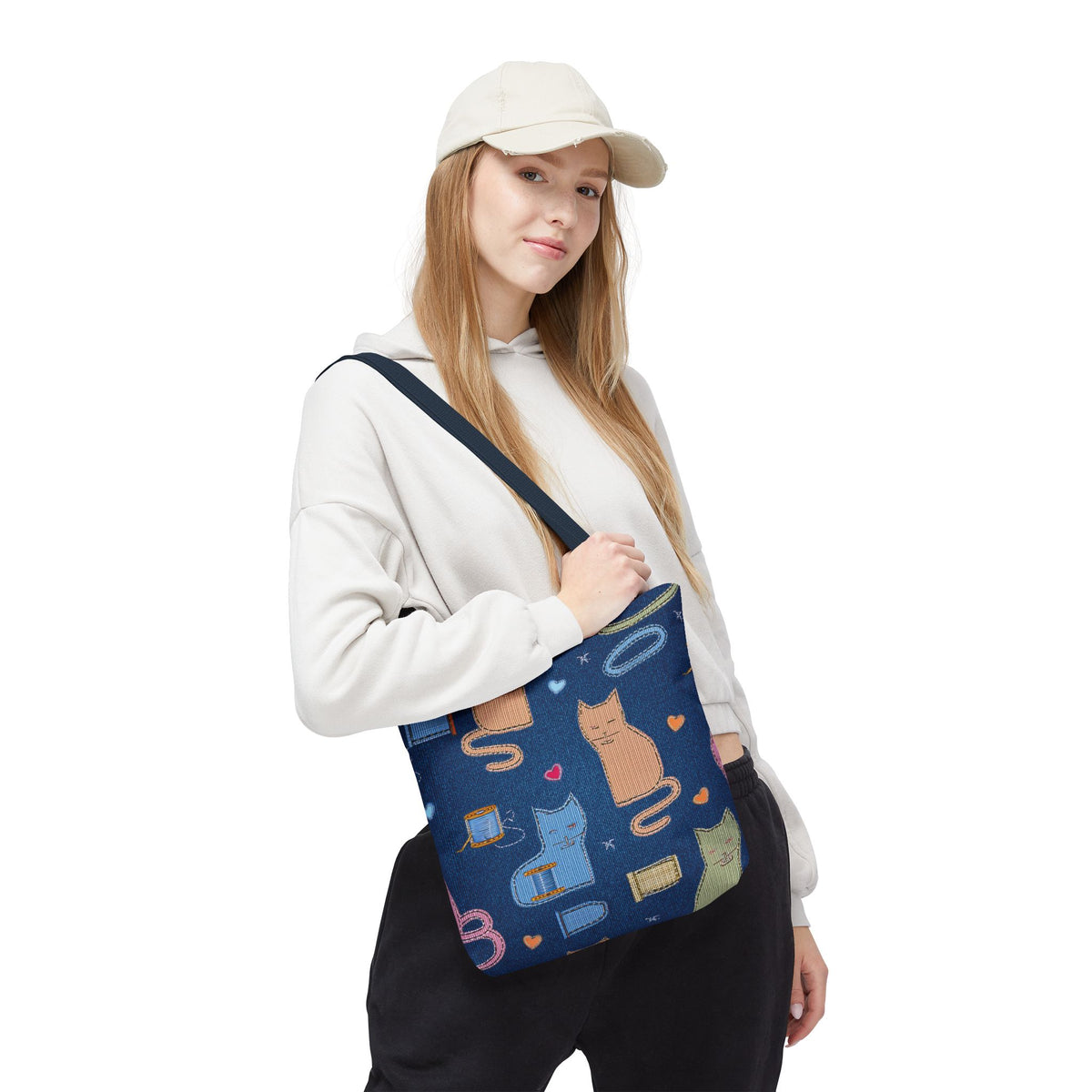 Love Day Graphic Design Denim Fabric Imitation Print Unisex Canvas Bag POLY 3 Sizes Tote Bag 201-19