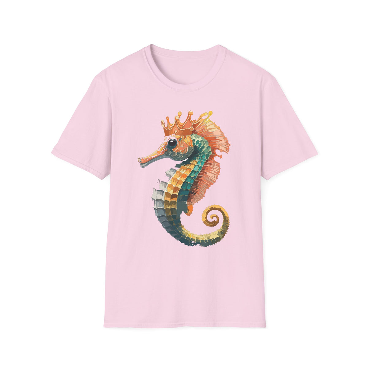 Watercolor Seahorse Crown T-Shirt | Colorful Ocean Art