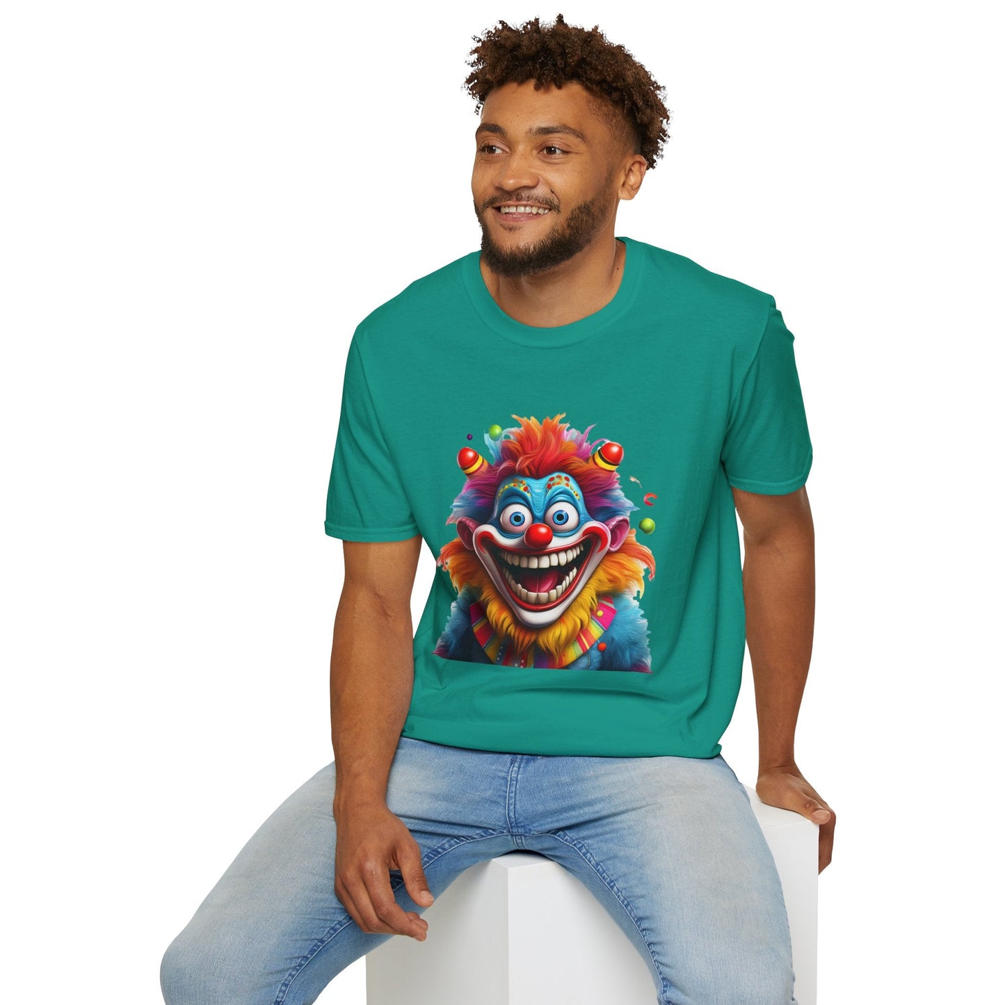 Clown Themed Unisex T Shirt Funny Man Circus Scary Man Tee Gildan Softstyle 64000 Cotton