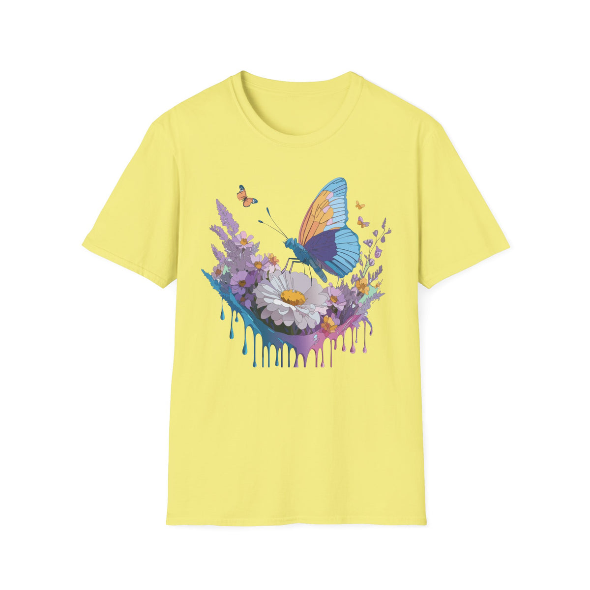 Butterfly and Wildflower Floral Graphic Tee Unisex 100 Cotton Gildan T-Shirt