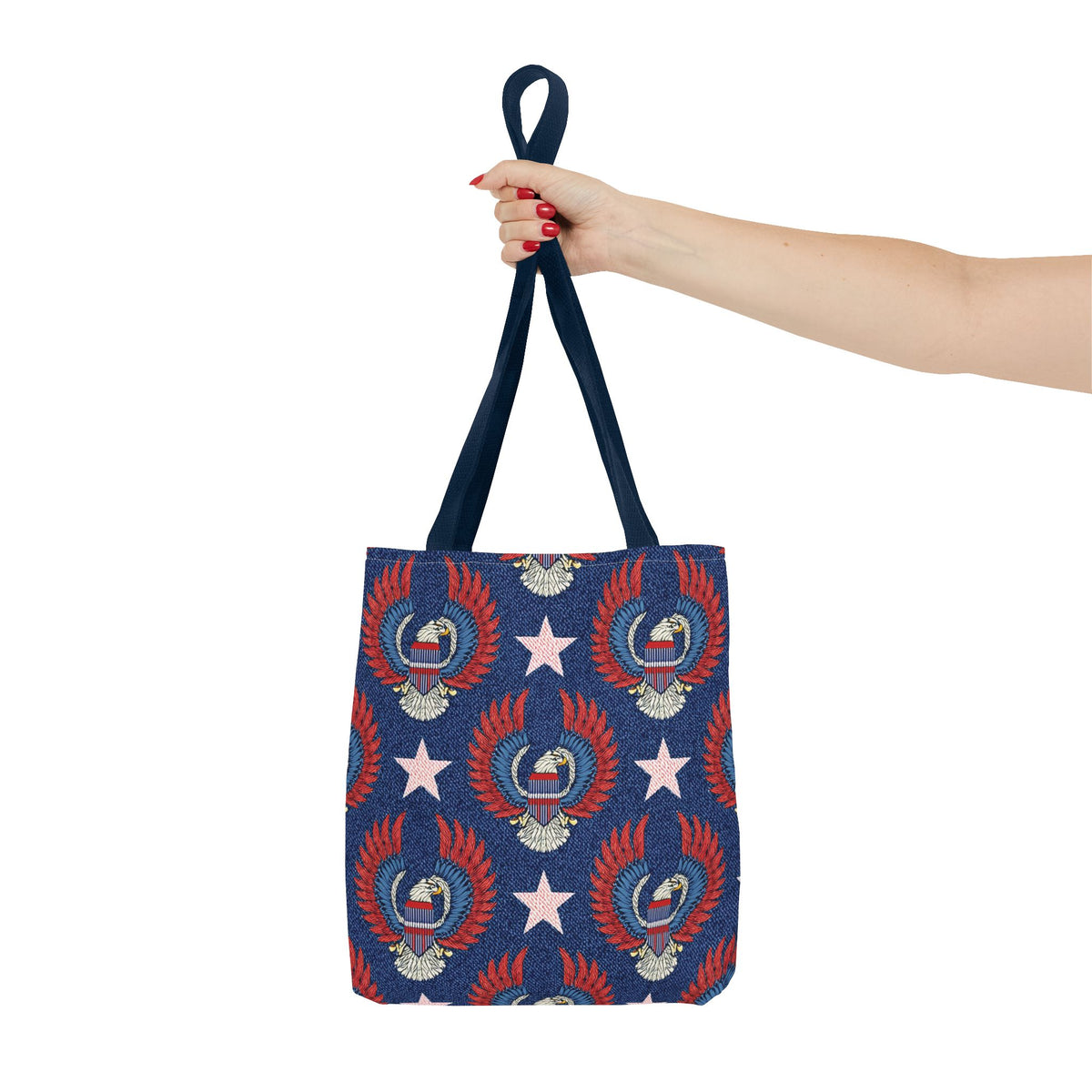 4th of July Graphic Denim Fabric Imitation Print Unisex Canvas Bag Poly Spun 3 Sizes Tote Bag 200-4