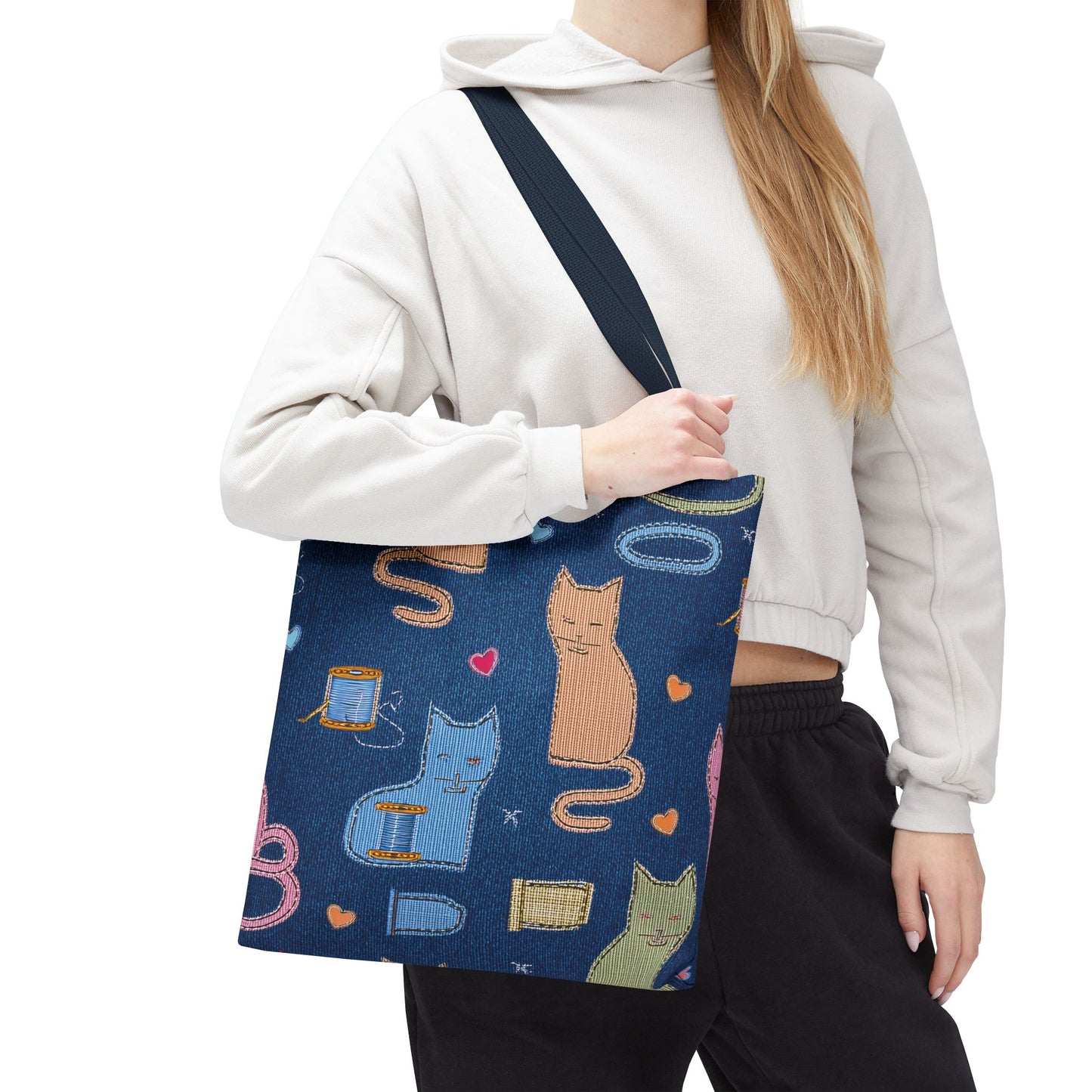 Love Day Graphic Design Denim Fabric Imitation Print Unisex Canvas Bag POLY 3 Sizes Tote Bag 201-19