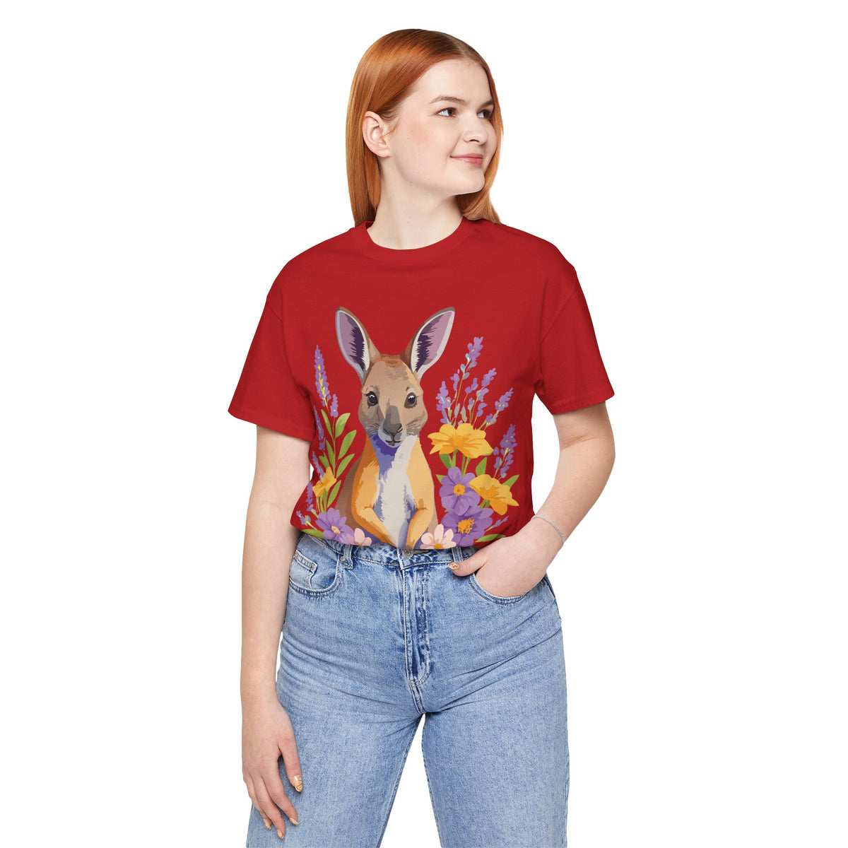 Kangaroo Graphic Unisex Cotton Bella+Canvas Tee with Art Animal Design e313
