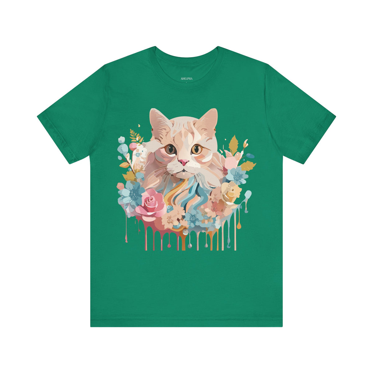 Cat Graphic Unisex Cotton Bella+Canvas Tee with Art Animal Design d01