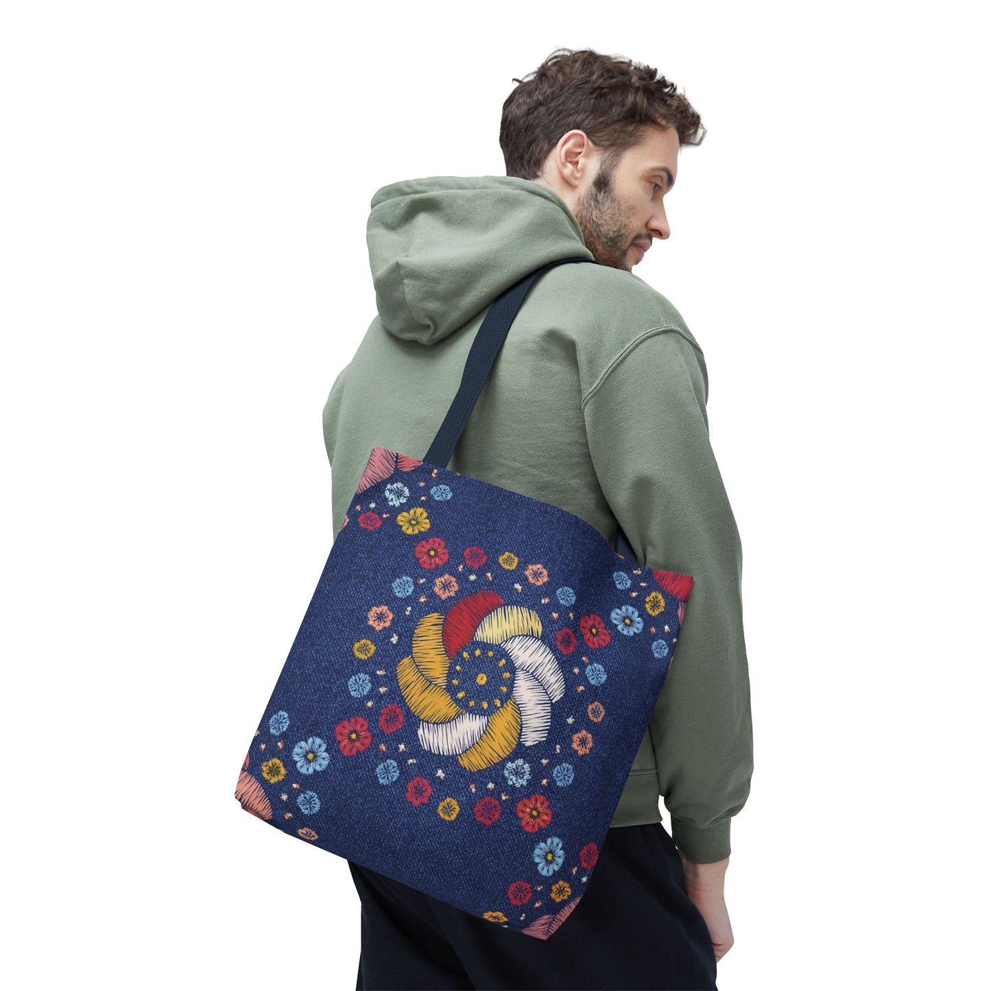 Denim Fabric Imitation Print Unisex Canvas Bag Poly Spun 3 Sizes Tote Bag 153