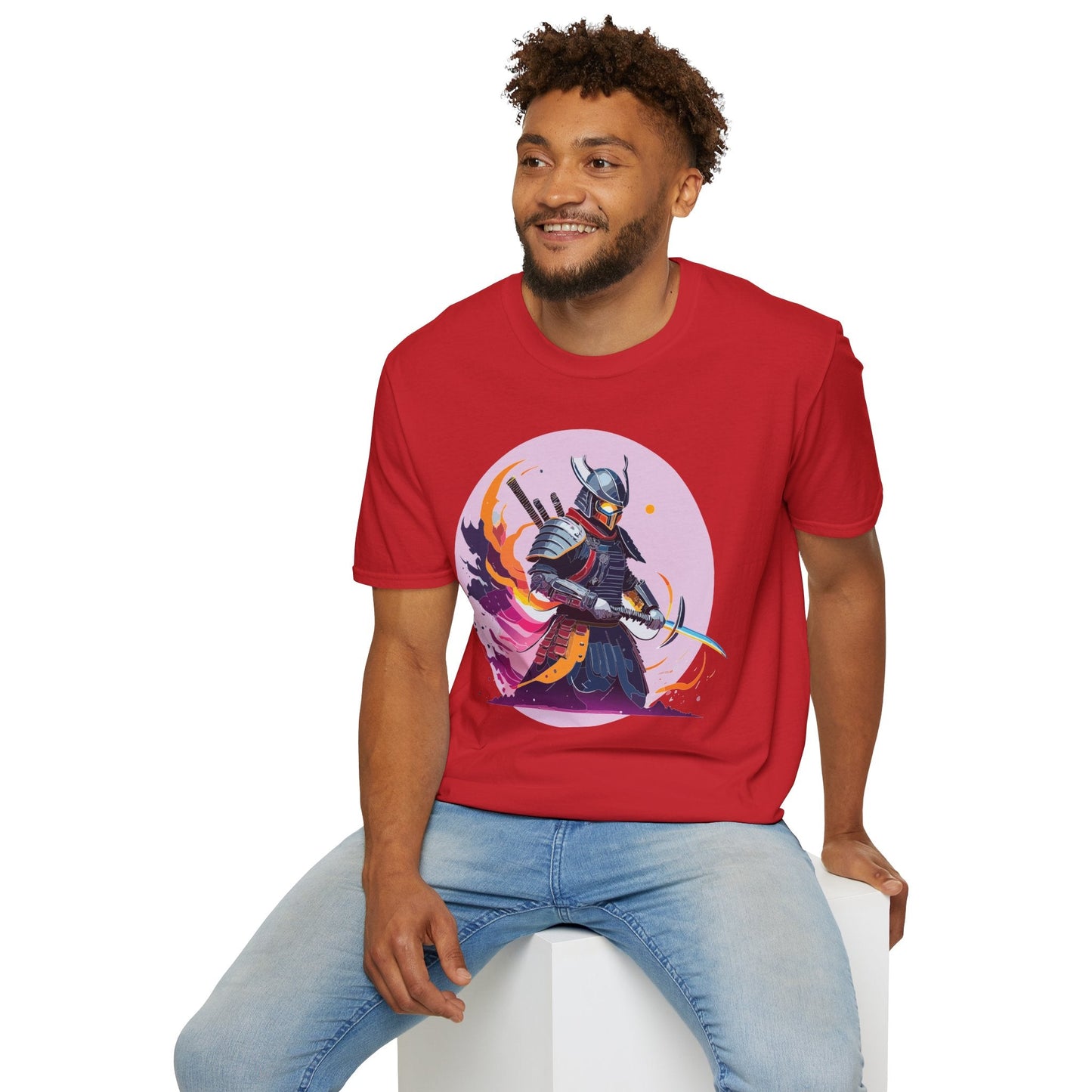Samurai Shirt Unisex Short Sleeve Tee With Samurai Print Softstyle Gildan 64000 Ring Spun Cotton