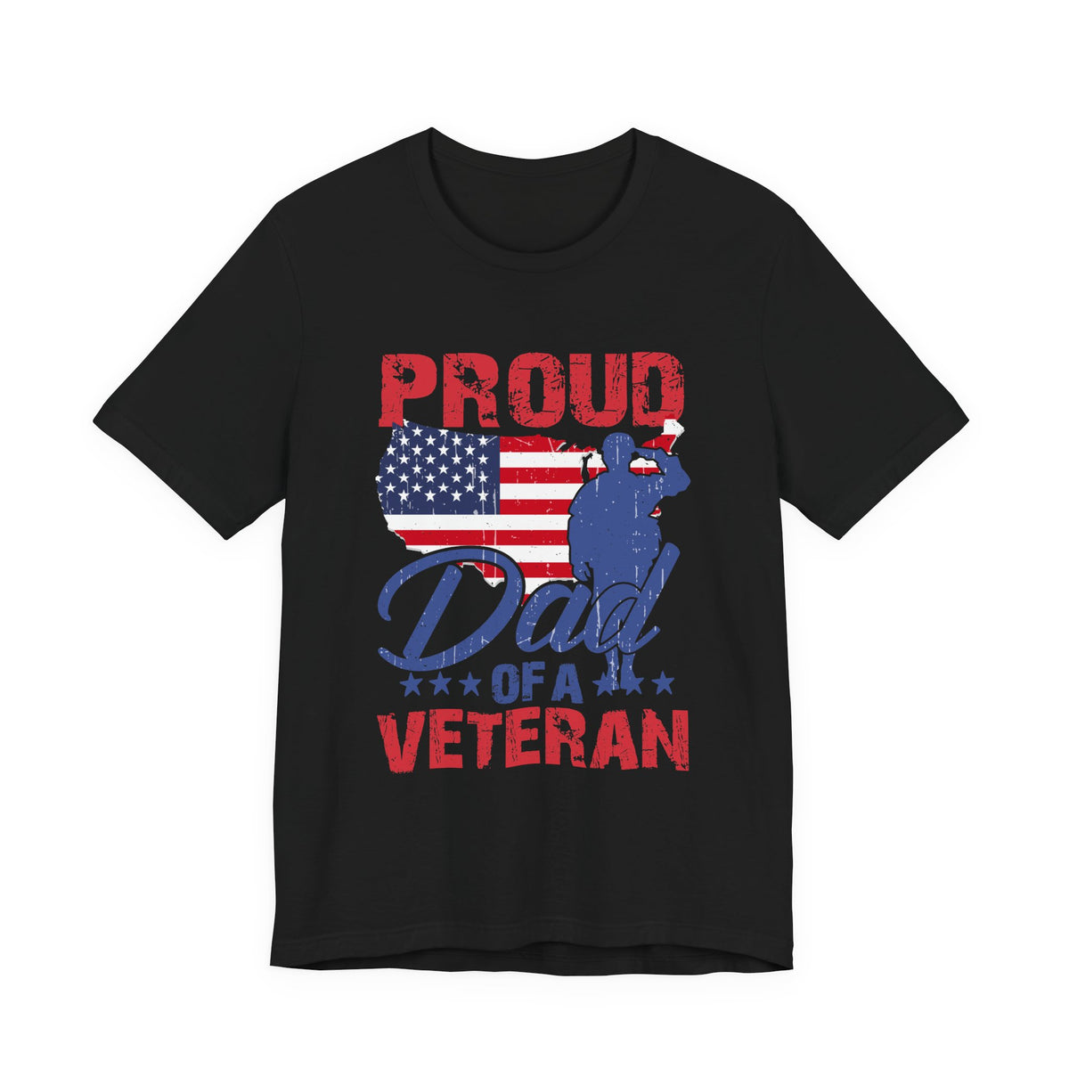 Proud Dad of a Veteran T-Shirt American Flag Veteran Dad Unisex Cotton Tee v9