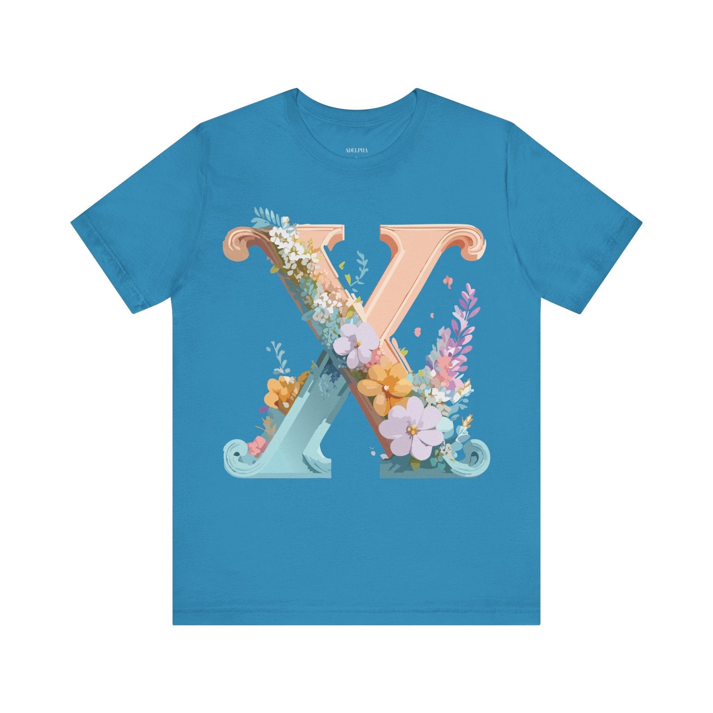 Letter X Shirt Graphic Tee Unisex Short Sleeve Vintage Inspired Adelpha Art Design