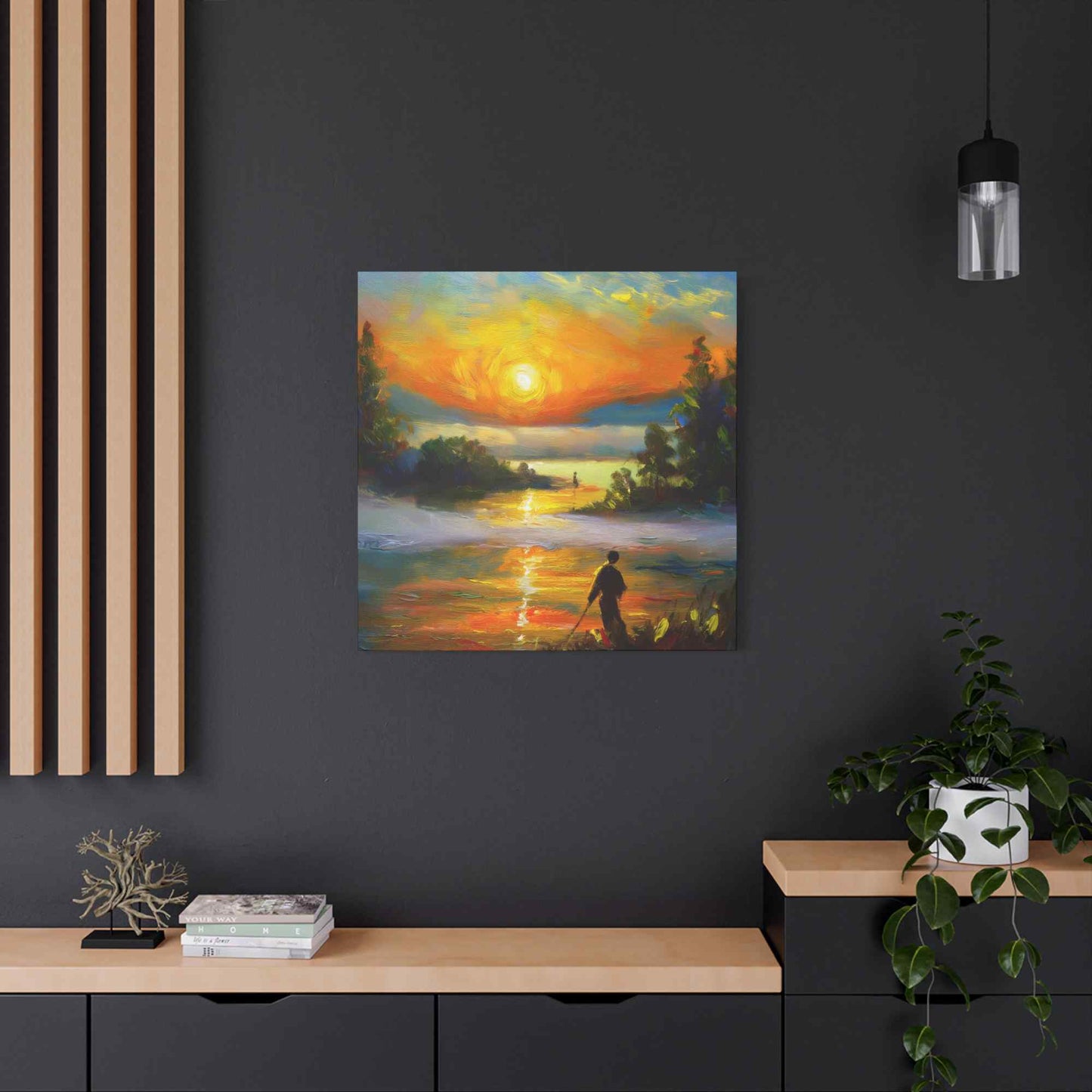 Sunrise Print Canvas, Oil Paint Print 20x20, 24x24, 30x30, 32x32, 36x36 Art Design Print Pine-Wood Inner Frame MC-40