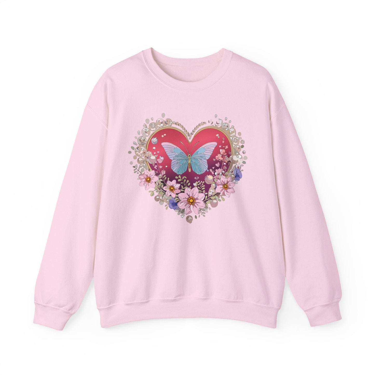 Floral Heart Sweatshirt For Valentines Day Unisex Floral Love Crewneck Sweatshirt