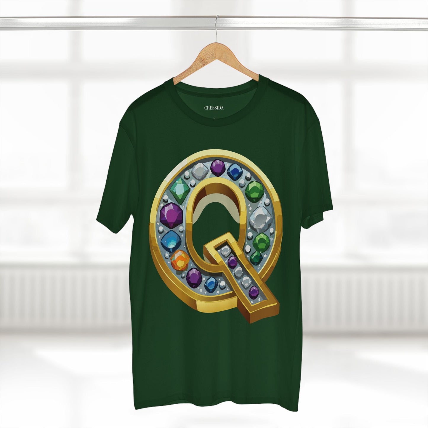 Letter Q Graphic Design Tee Unisex 100 Cotton With Antique Gold Letters Artwork T-Shirt