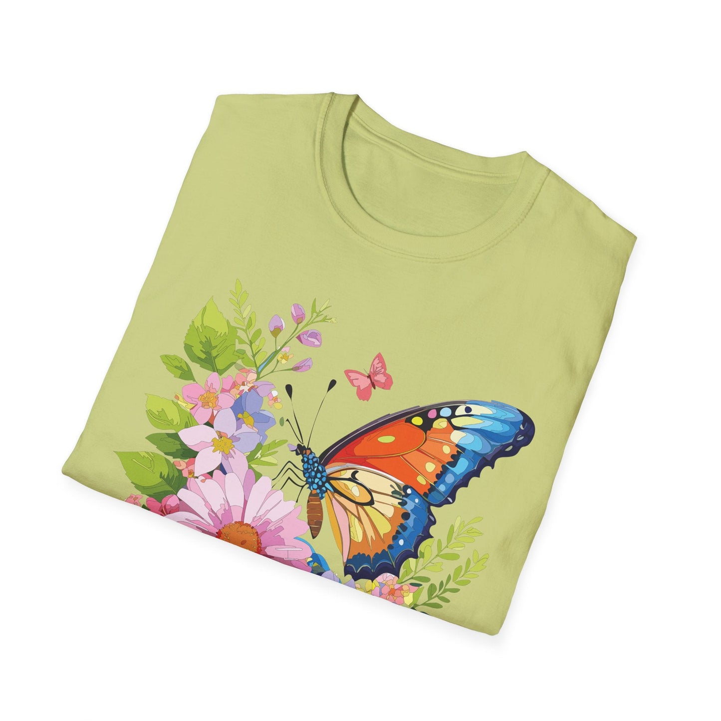 Butterfly T Shirt Unisex Short Sleeve Gildan Softstyle 64000 Monarch Butterfly Design Graphic