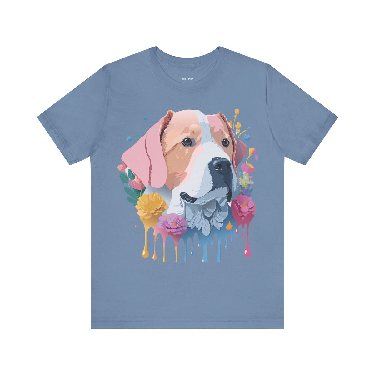 Dog Graphic Unisex Cotton Bella+Canvas Tee with Art Animal Design d07