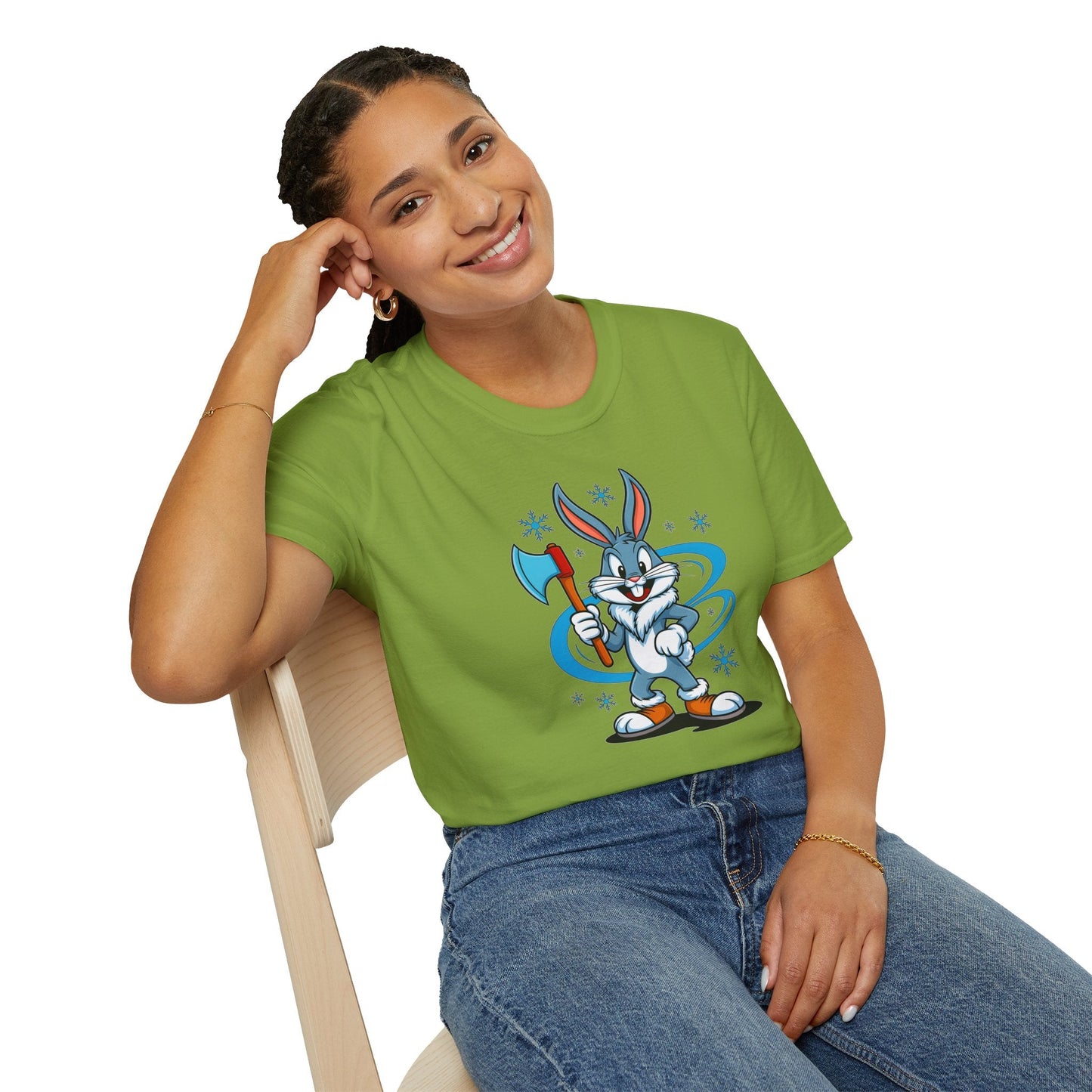 Bugs Bunny T Shirt Cartoon Print Unisex Softstyle Tee Gildan 64000 100 Percent Cotton