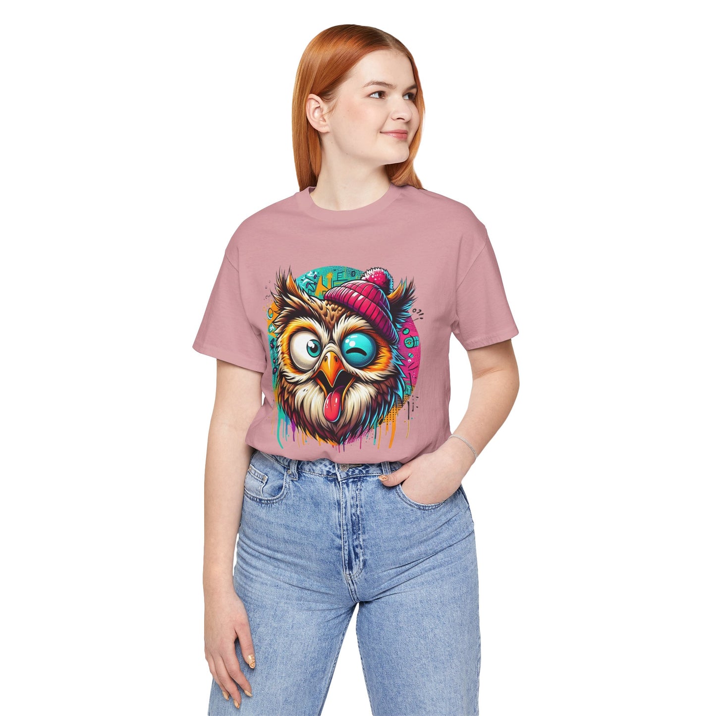 Colorful Owl Graphic Tee, Fun Owl Shirt, Funny Bird Shirt, Cute Cartoon Tees, Animal T-Shirt, Animal Tees, Art Design T-Shirt
