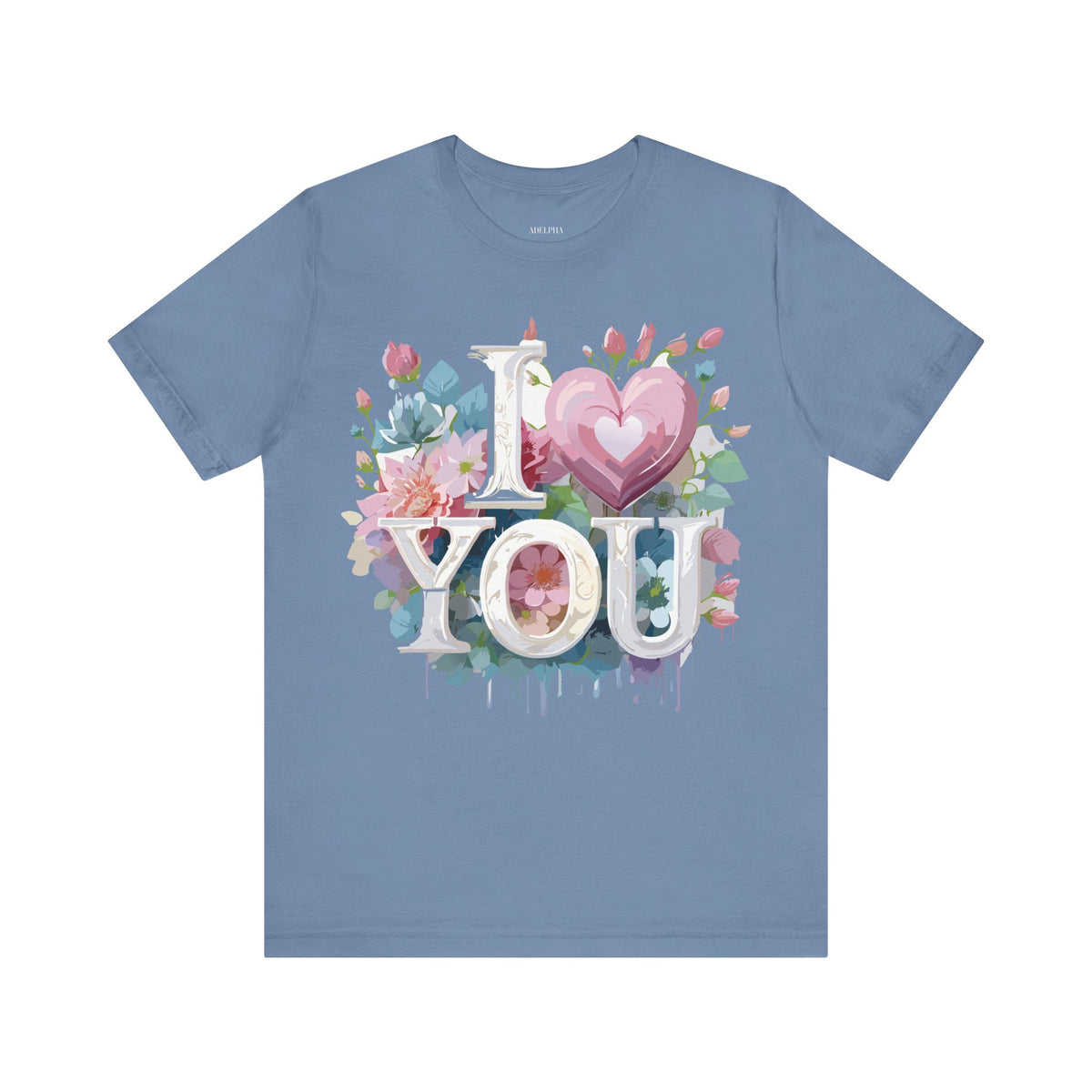 Valentine's Day Graphic Unisex Cotton Bella+Canvas Tee with Floral Art Design d126