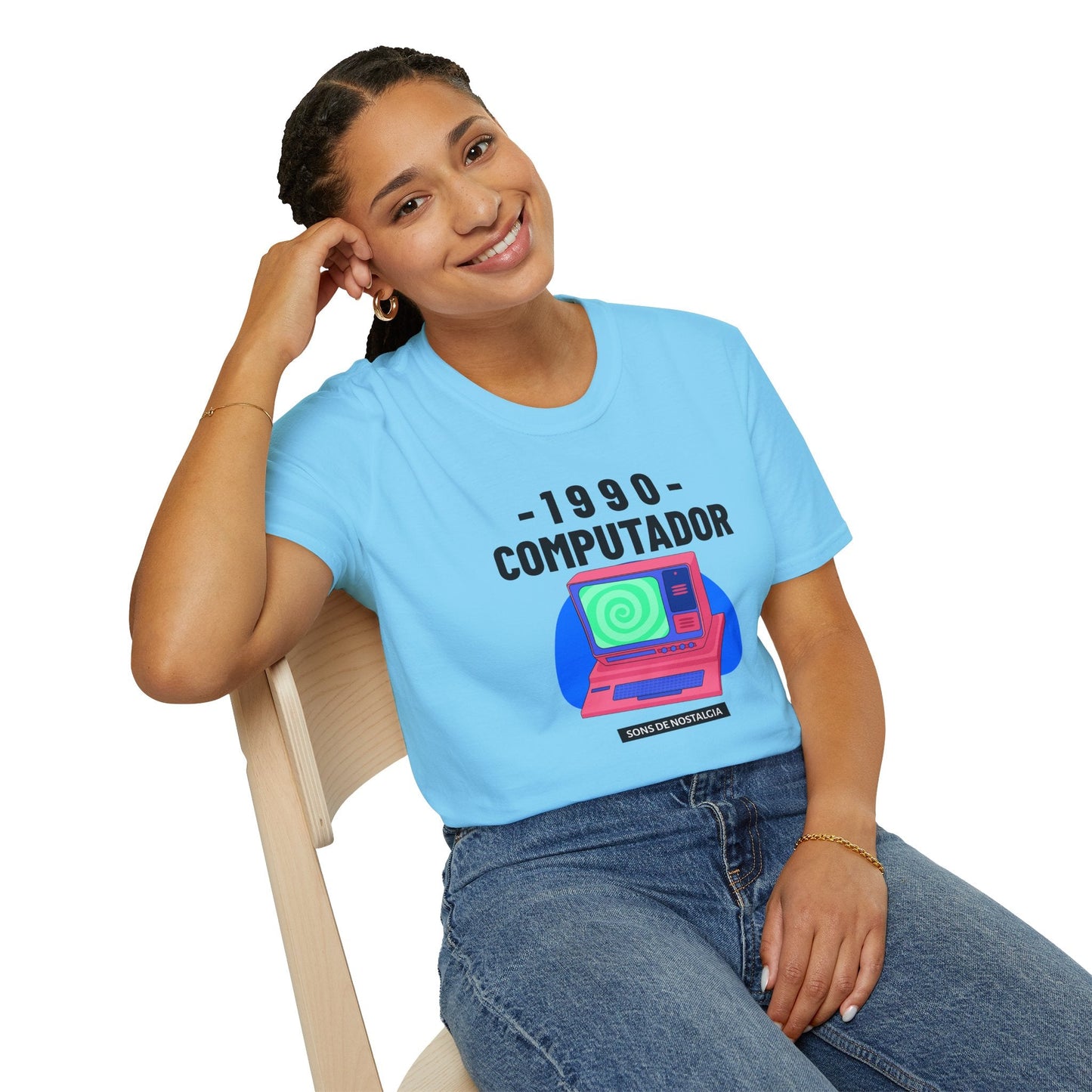 1990 Computador Retro T-Shirt Unisex Cotton Vintage Computer Graphic Tee