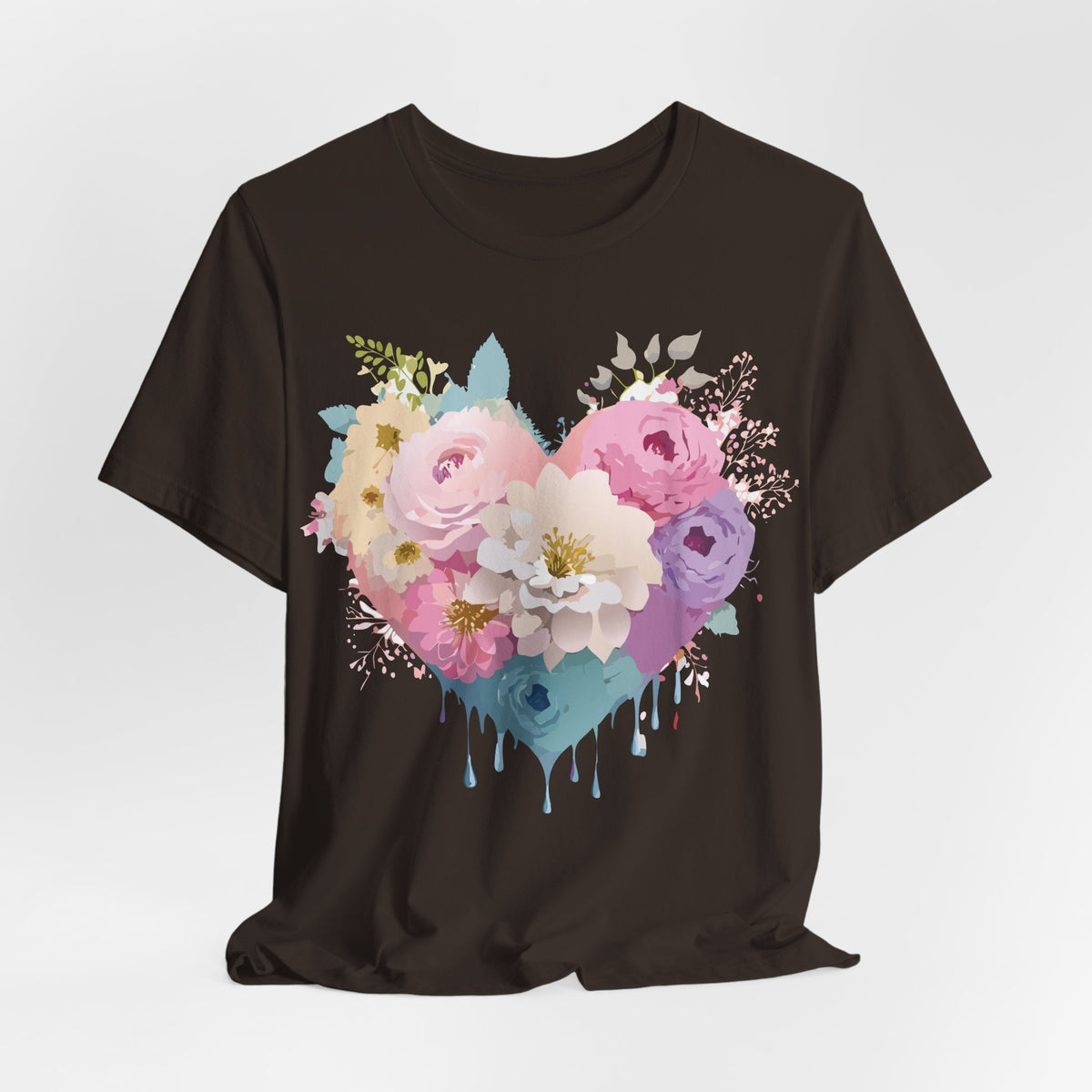 Valentine's Day Graphic Unisex Cotton Bella+Canvas Tee with Floral Art Design d112
