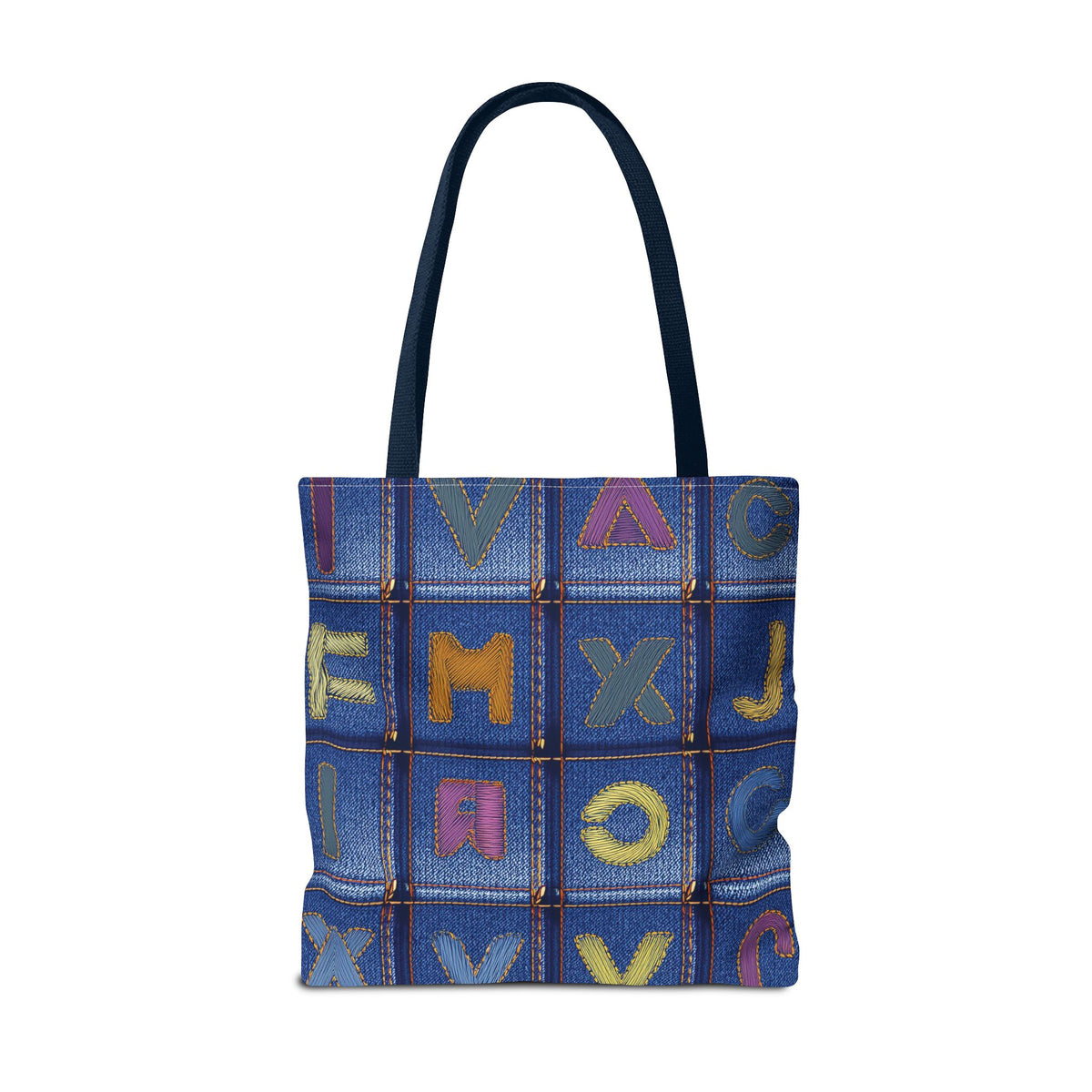Denim Fabric Imitation Print Unisex Canvas Bag Poly Spun 3 Sizes Tote Bag 187-5