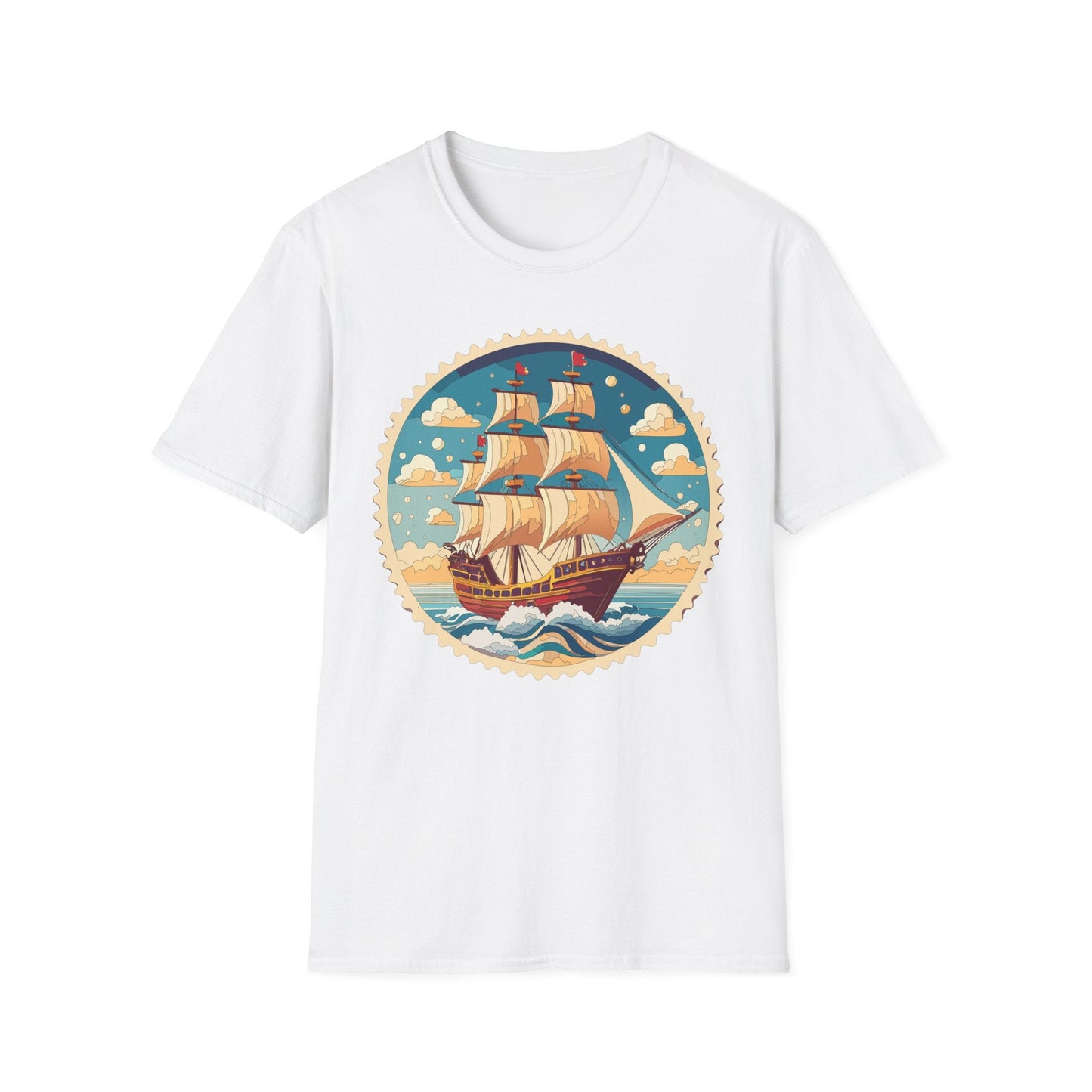Frigate Ship T Shirt Unisex Short Sleeve 100 Percent Ring Spun Cotton Soft Tee Gildan 64000
