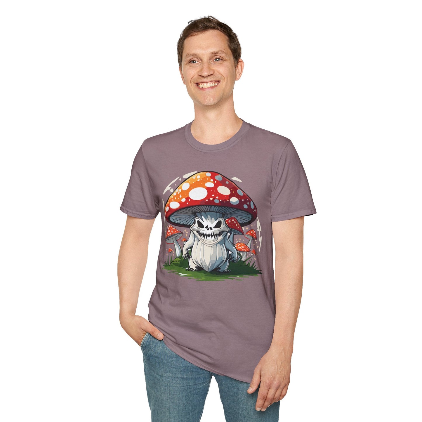 Funny Mashroom Graphic Unisex Softstyle Cotton With Cartoon Illustration Design 12