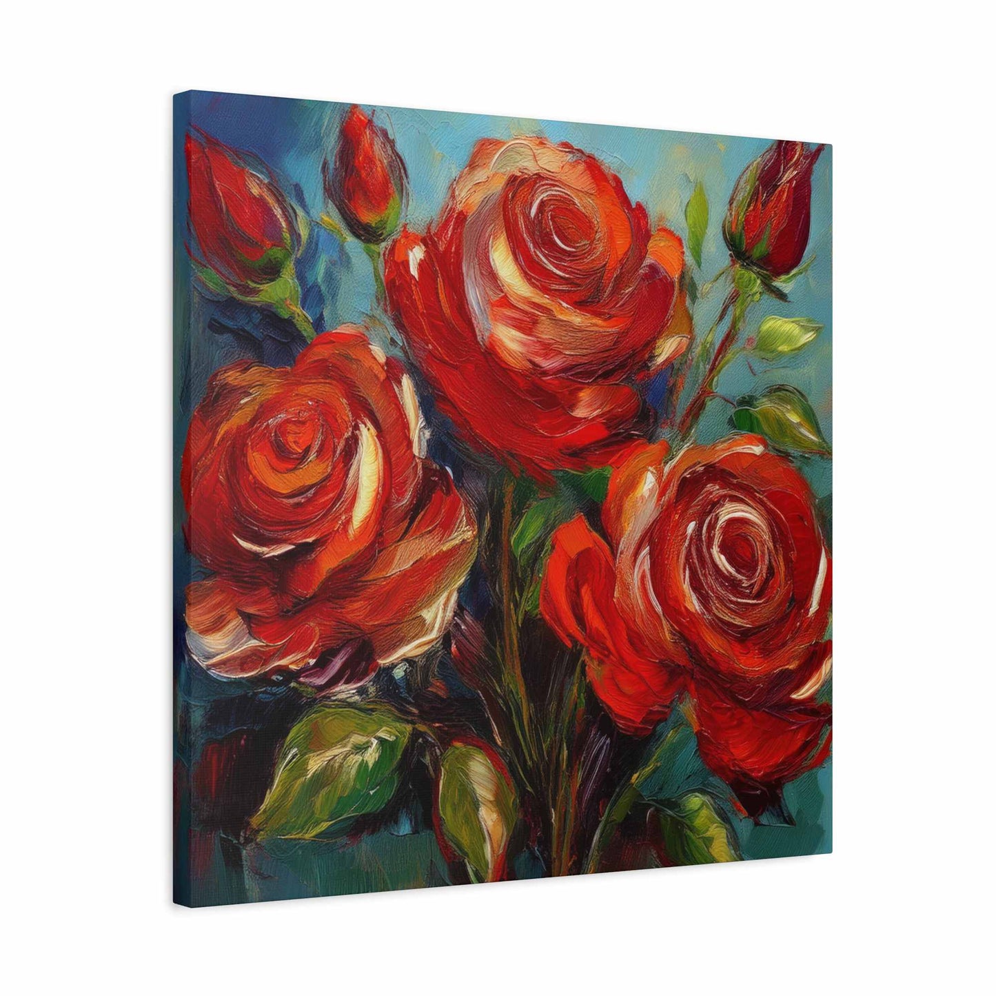 Red Roses Print Canvas, Roses Oil Paint Print 20x20, 24x24, 30x30, 32x32, 36x36, Floral Art Design Print Non-Frame MC-23