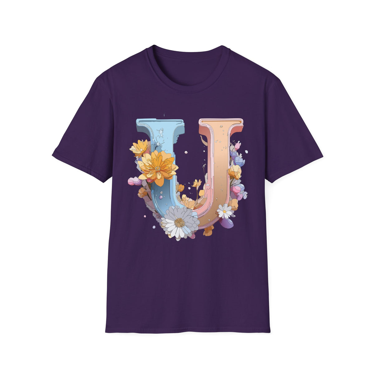 Floral Letter U T-Shirt | Botanical Monogram Tee