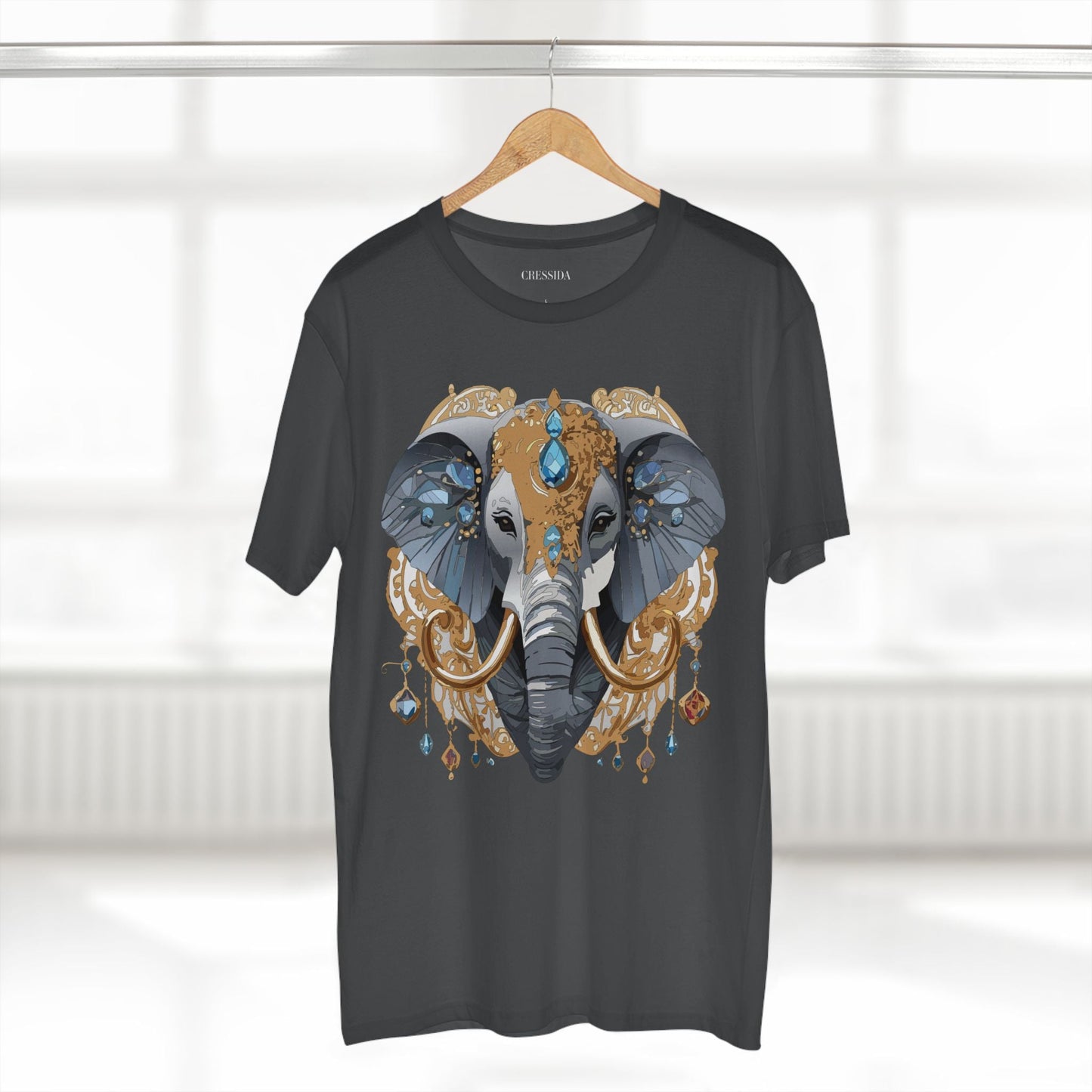 Elephant Graphic Unisex 100 Cotton Tee With Unique Animal Golden Medallion Art Design 39