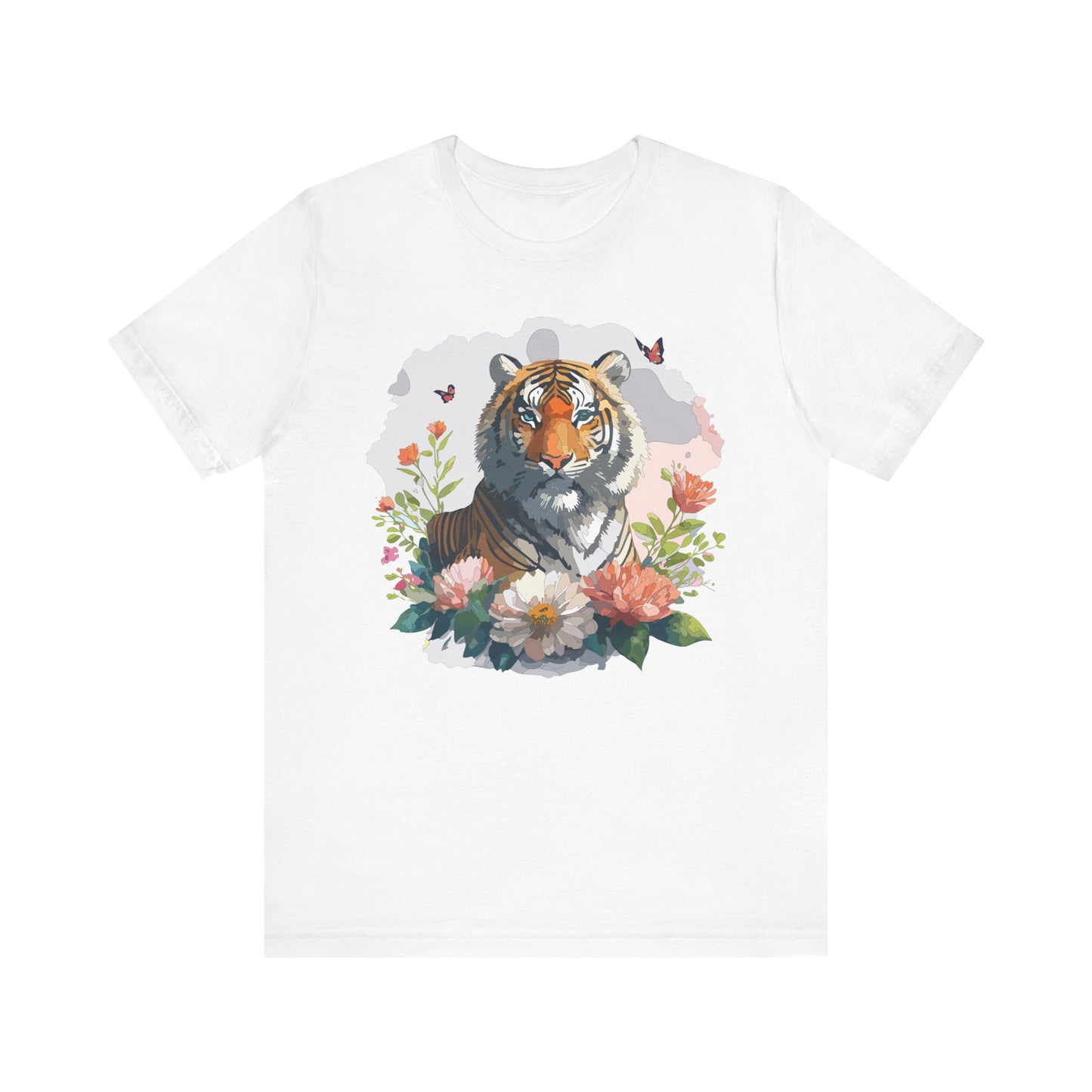 Floral Tiger Graphic Tee, Animal Shirt, Tiger Shirt, Flower Top, T-Shirt with Animal, Art Design