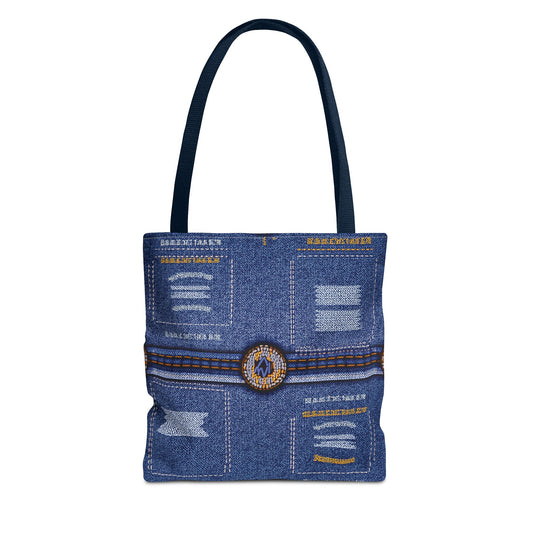 Denim Fabric Imitation Print Unisex Canvas Bag Poly Spun 3 Sizes Tote Bag 136
