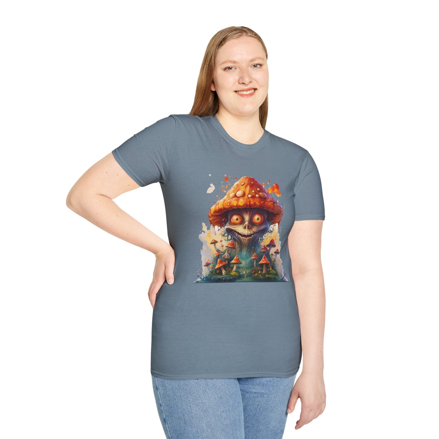 Funny Mashroom Graphic Unisex Softstyle Cotton With Cartoon Illustration Design 8