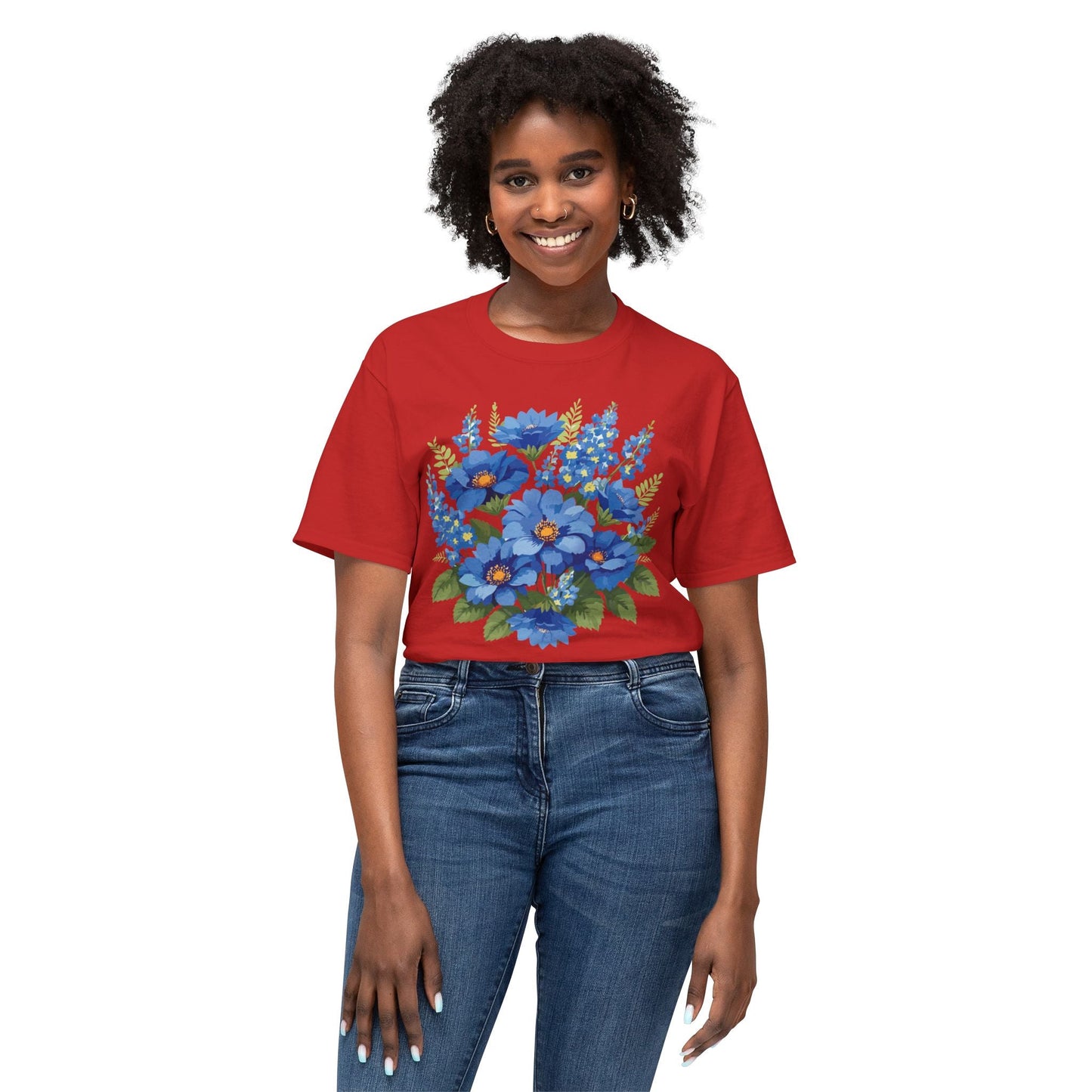 Unisex Floral Art T Shirt Cotton Tee With Vintage Flowers Art Print Breathable USA Made