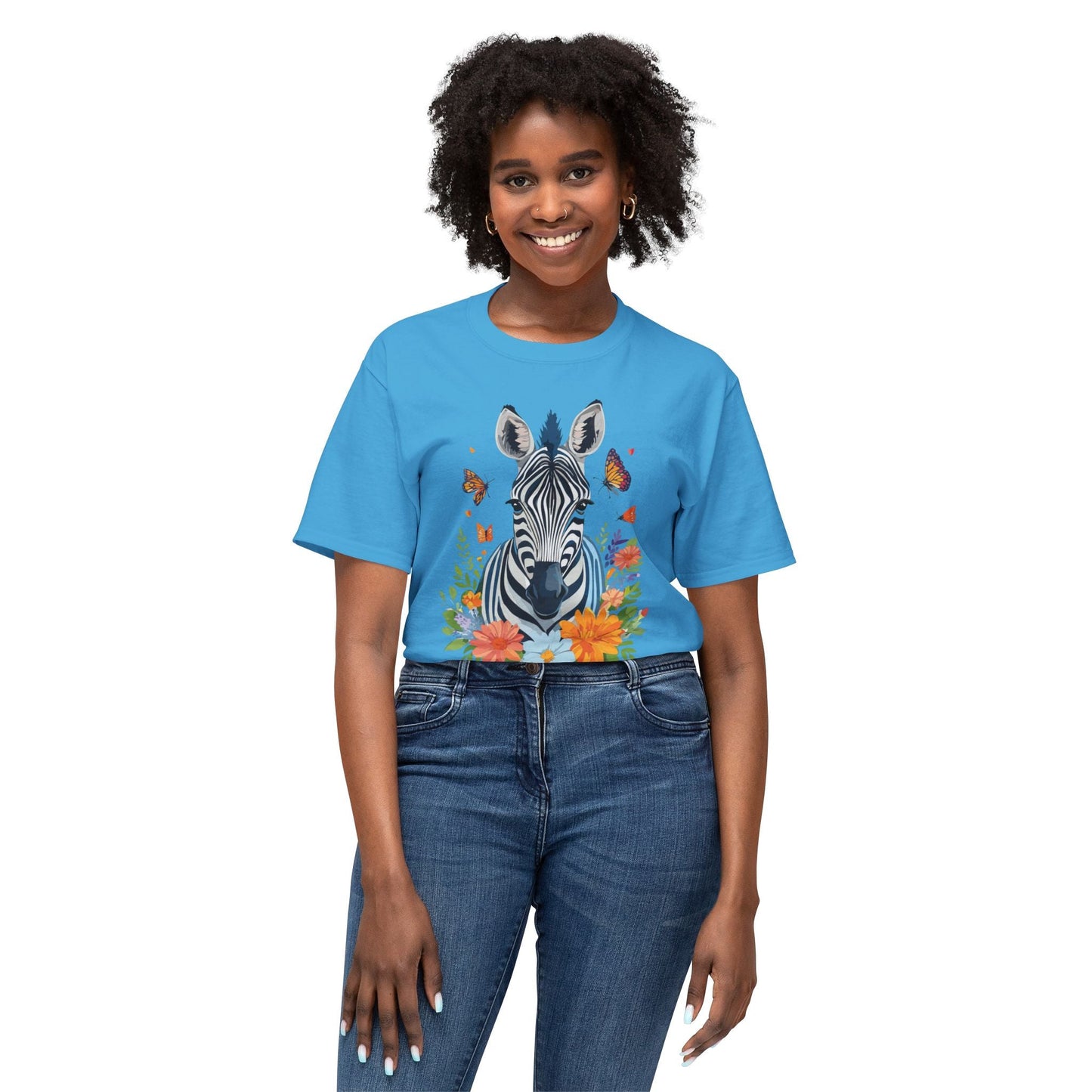 Zebra Art Print T Shirt Unisex Cotton Tee With Floral Design Vintage Zebra Theme