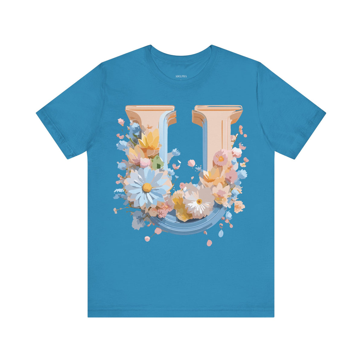 Letter U Graphic Unisex Cotton Bella+Canvas Tee with Art Letter Design