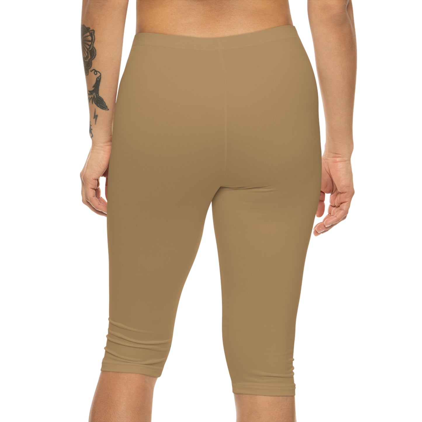 Camel Color Women's Brushed Suede Poly Span Casual Capri Leggings XS-2XL