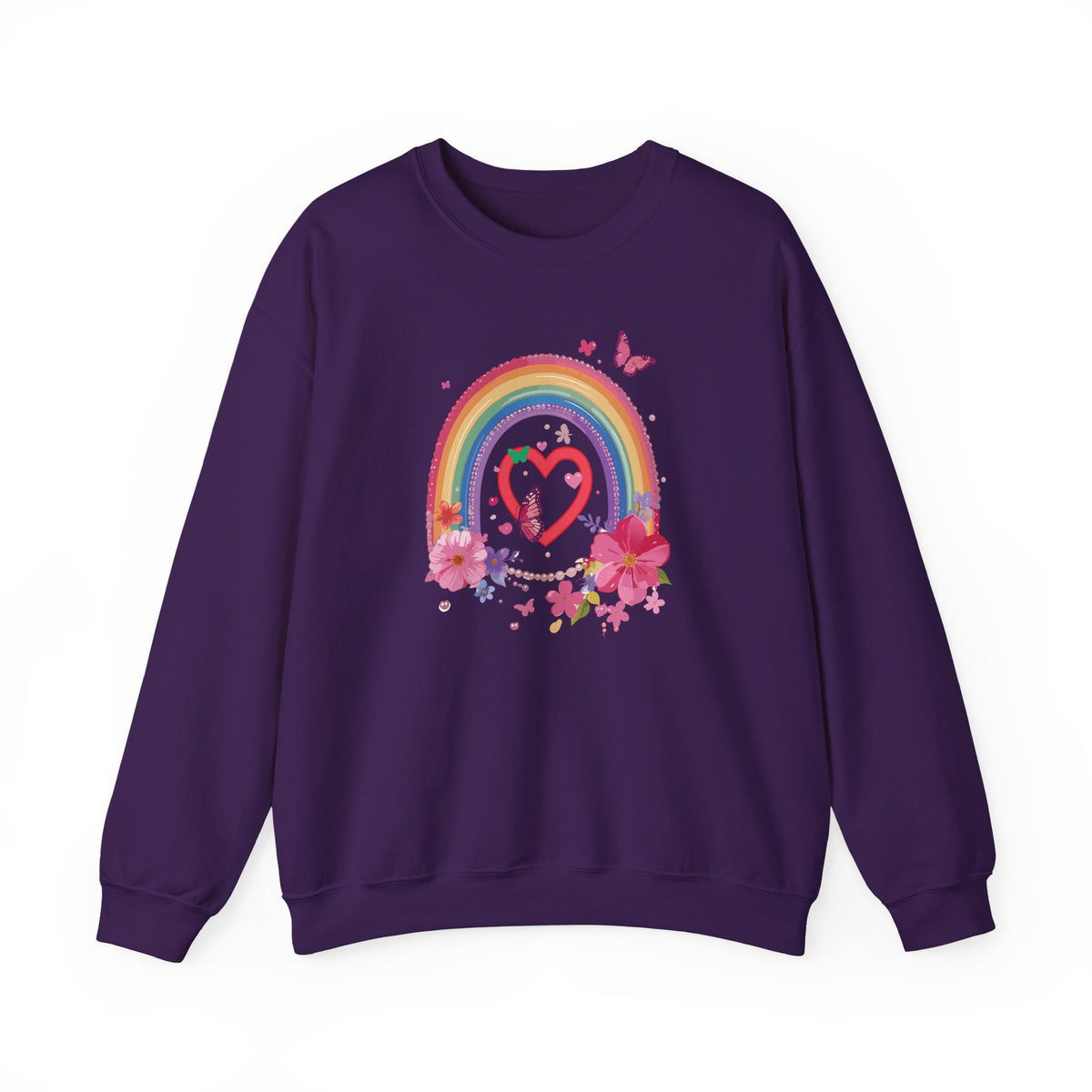 Rainbow Heart Sweatshirt, Floral Heart Sweatshirt, Floral Love Sweatshirt, Valentine's Day Sweatshirt, Rainbow Heart Floral Sweatshirt 112