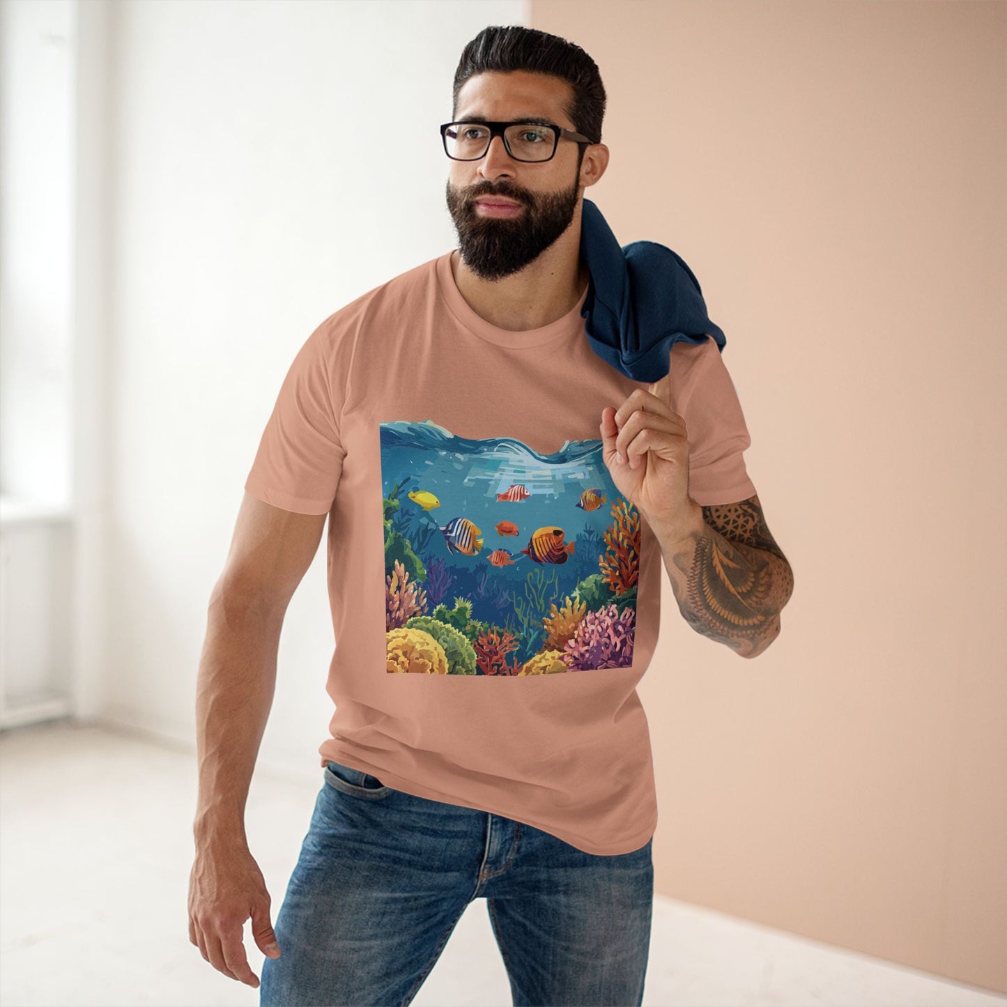 Ocean Pacific OP-25 Unisex Premium Cotton Tee With Original Art Design By Retro2Nova Art Collection