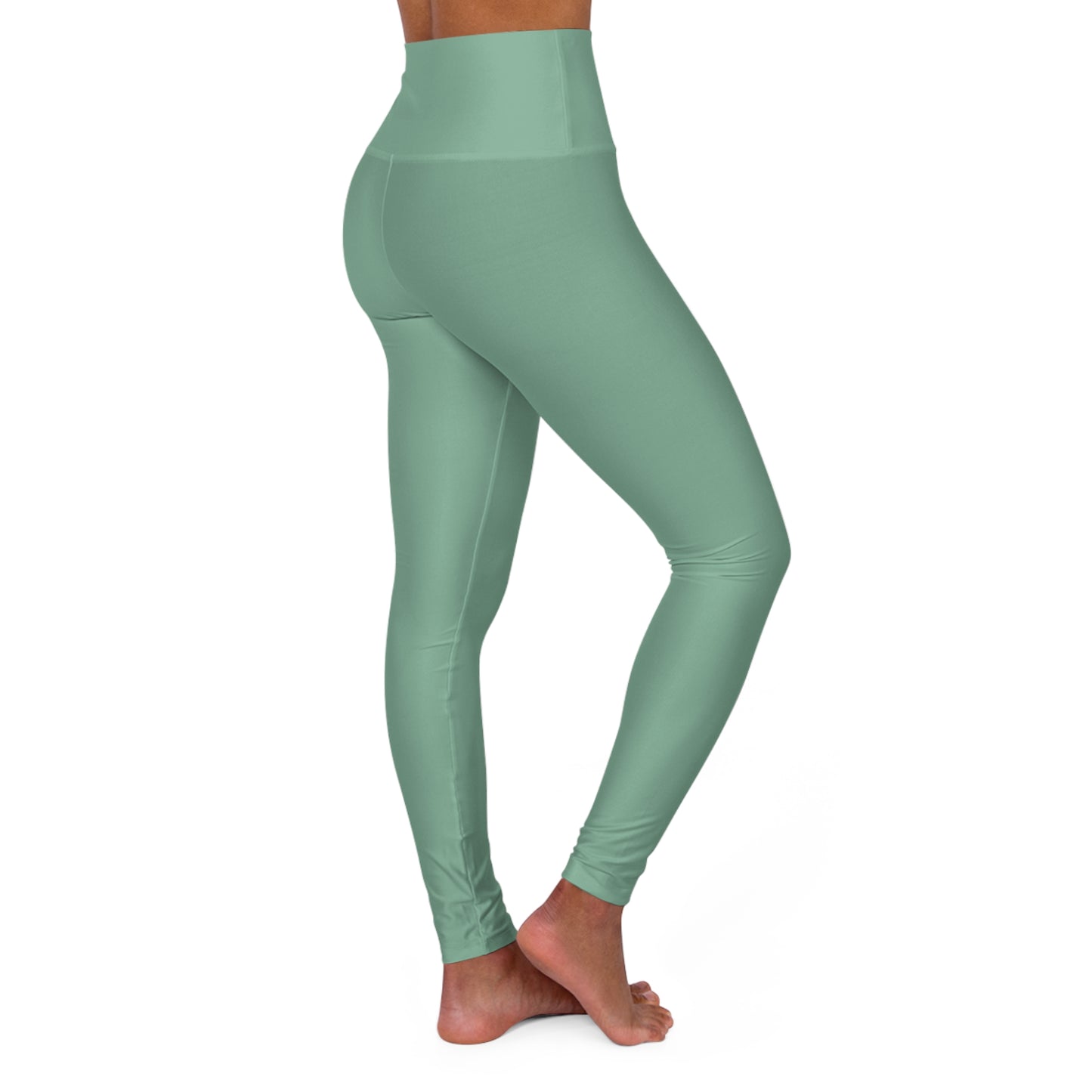 Muted Teal Color High-Waist Yoga Leggings Women's Seamless Poly-Span Stretchy Pants XS-2XL