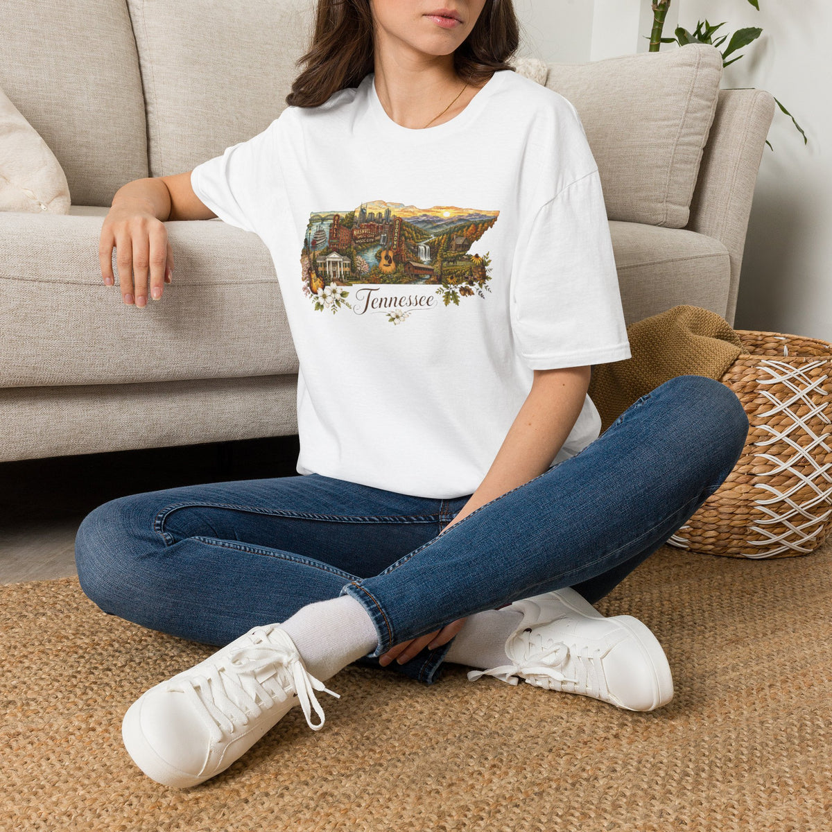 Tennessee Vintage State Map Graphic Design Unisex 100 Cotton Gildan T-Shirt