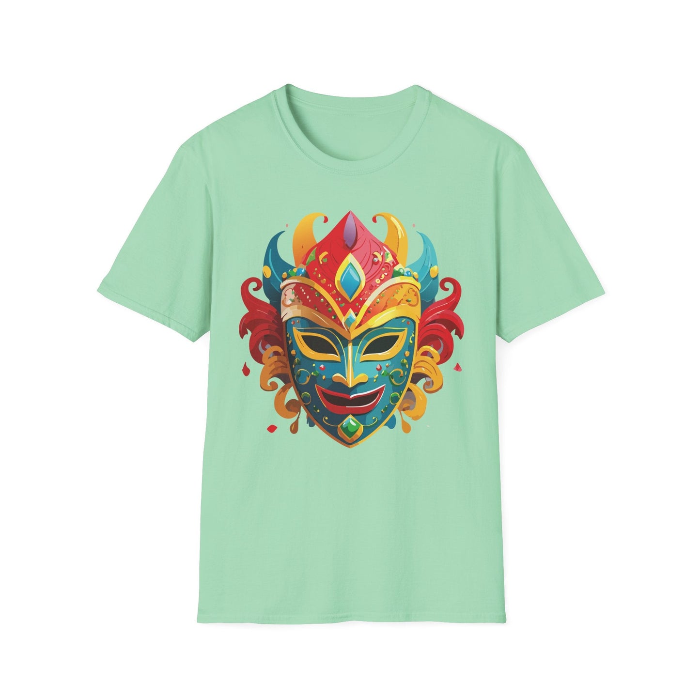 Unisex Mask Tee Shirt Gildan Softstyle 64000 Ring Spun Cotton Breathable Masquerade Design
