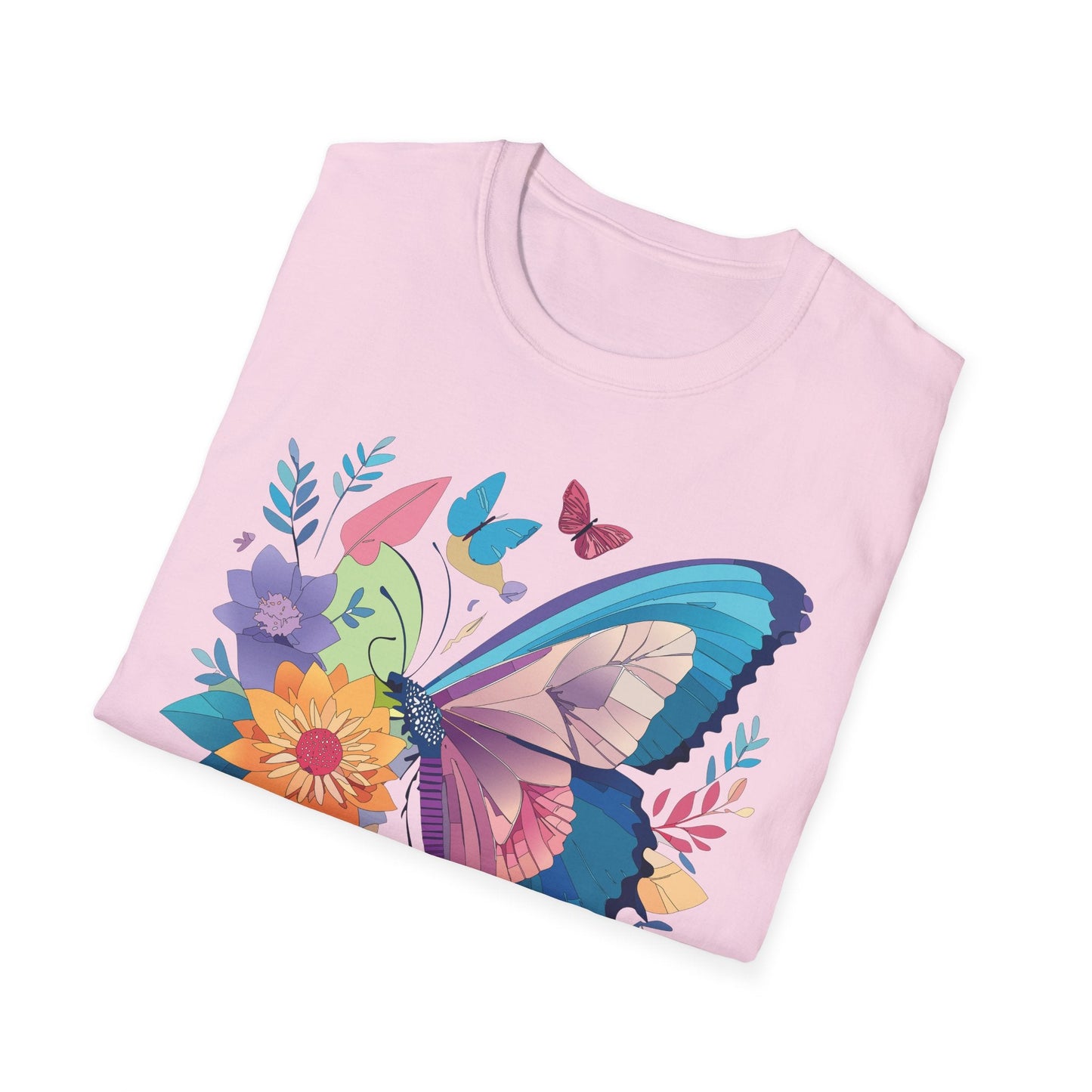 Gildan Butterfly T Shirt Unisex Softstyle 64000 Monarch Print Lightweight Breathable Cotton Tee
