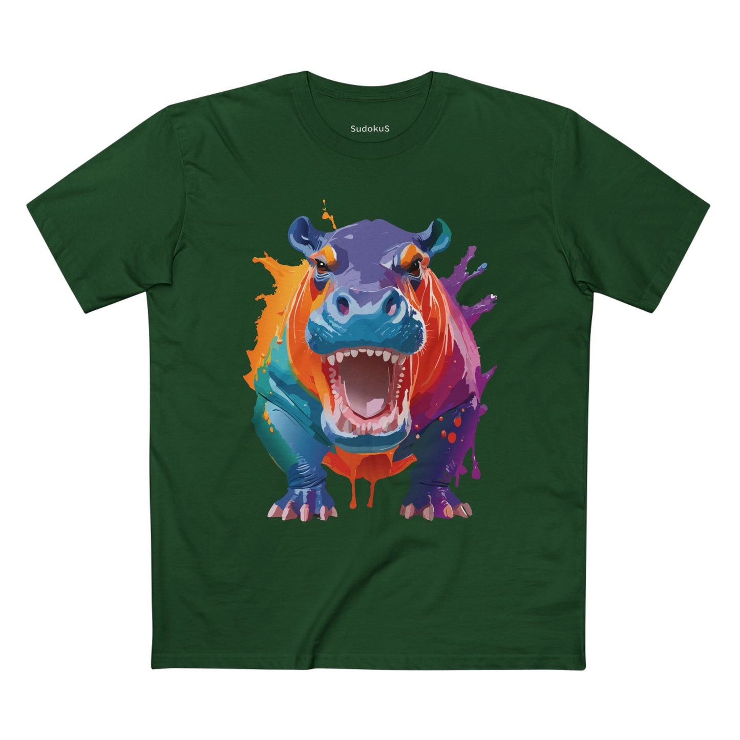 Hippo Graphic Unisex 100 Cotton Staple Tee with Animal Design Artwork 5