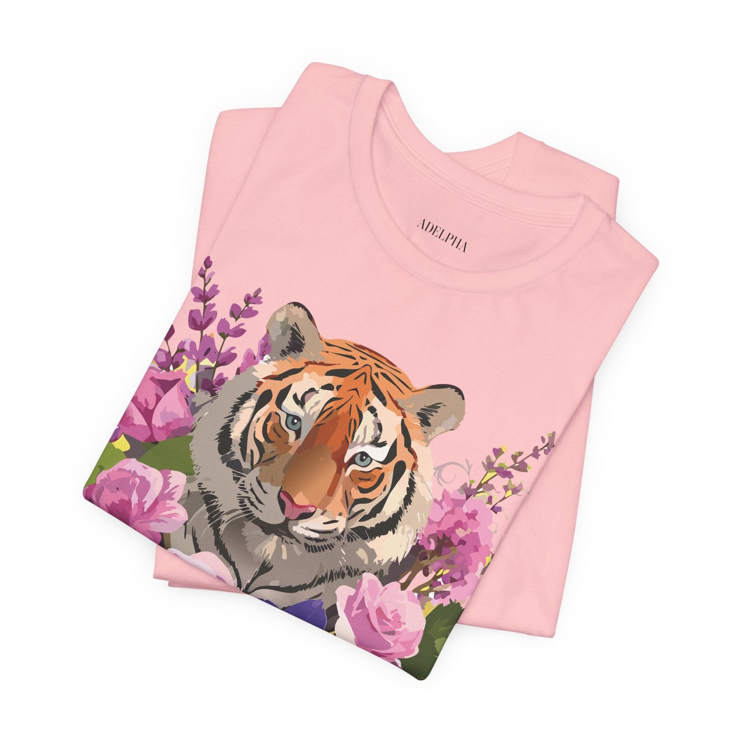 Tiger Graphic Tee Unisex Short Sleeve Vintage Inspired Art Design By Adelpha Premium
