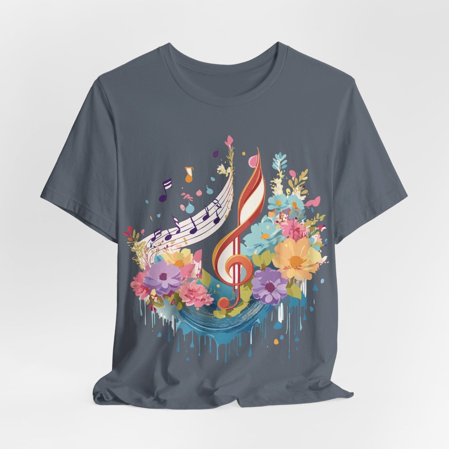 Music Graphic Unisex 100 Cotton Vintage Art with Musical Elements Tee 106