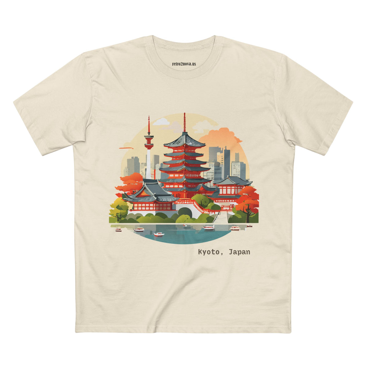 Kyoto Japan temple illustration T-Shirt | Pagoda skyline tee