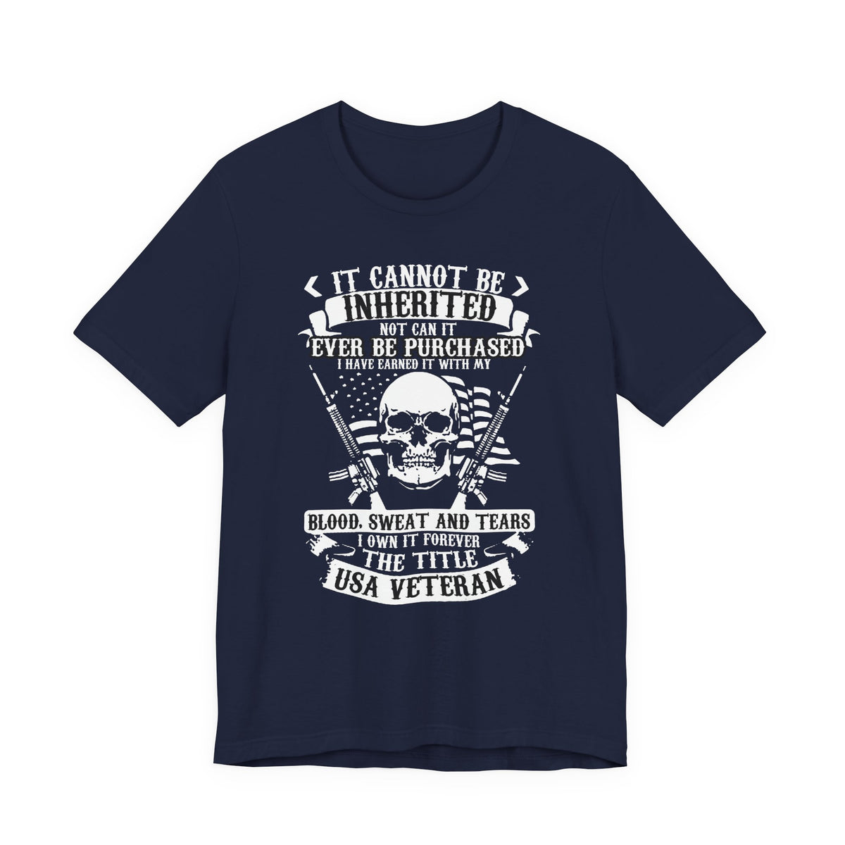 USA Veteran skull flag crossed rifles T-Shirt Military pride Unisex Cotton tee v54