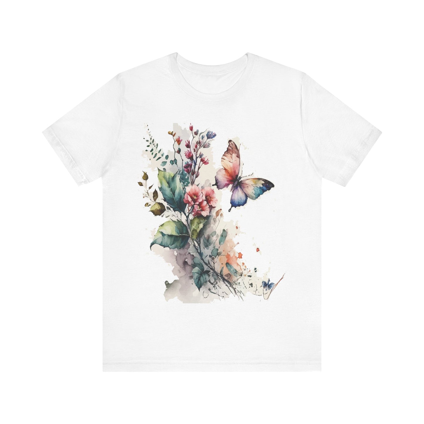 Cotton Tee Shirt with Butterfly Prints