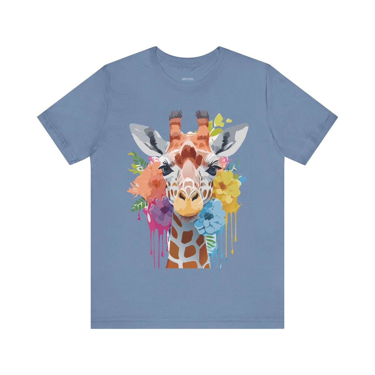 Giraffe Graphic Unisex Cotton Bella+Canvas Tee with Art Animal Design e16