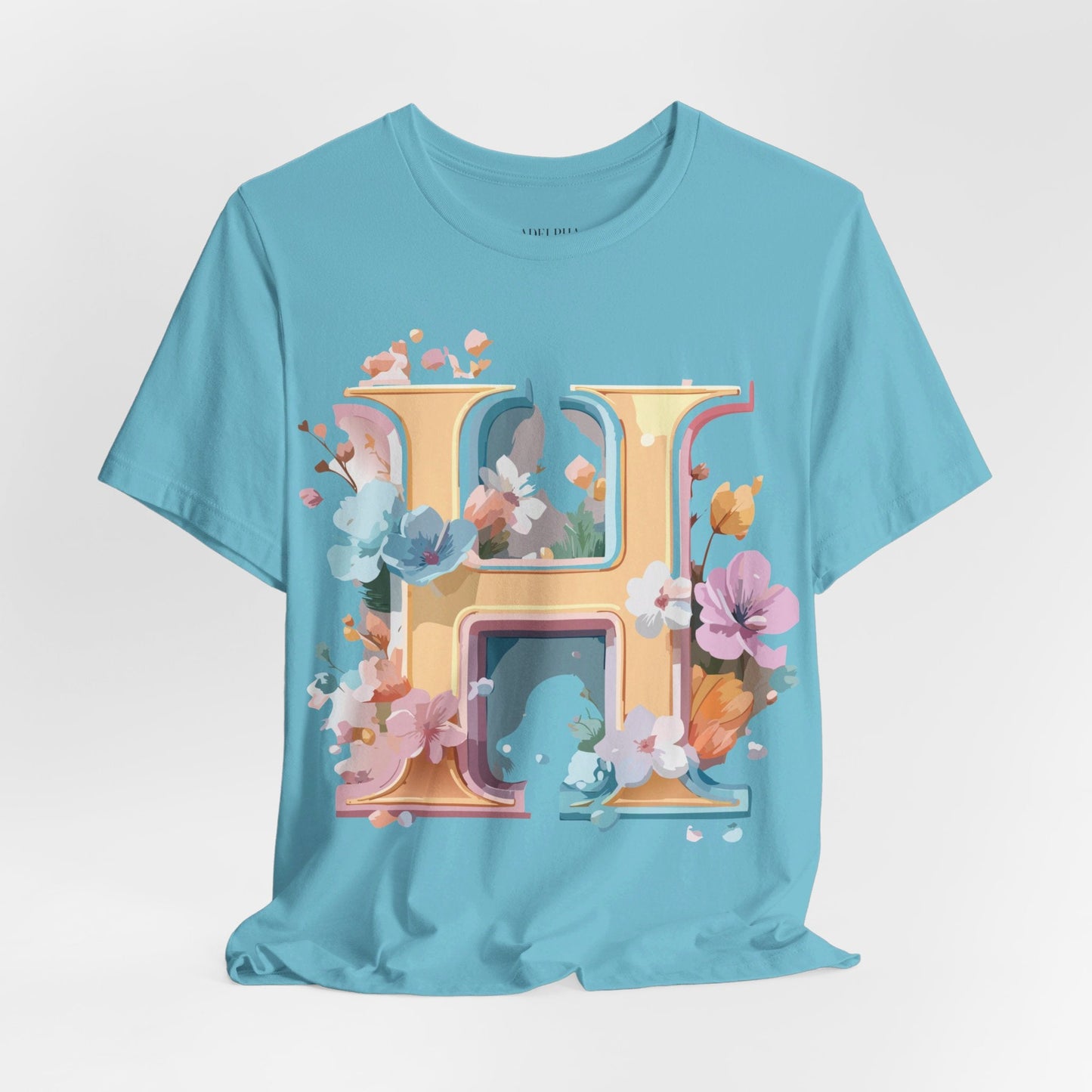 Adelpha Letter H Graphic Tee Unisex Jersey Short Sleeve Vintage Inspired Art Design Shirt