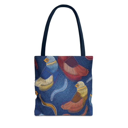 Denim Fabric Imitation Print Unisex Canvas Bag Poly Spun 3 Sizes Tote Bag 194-5